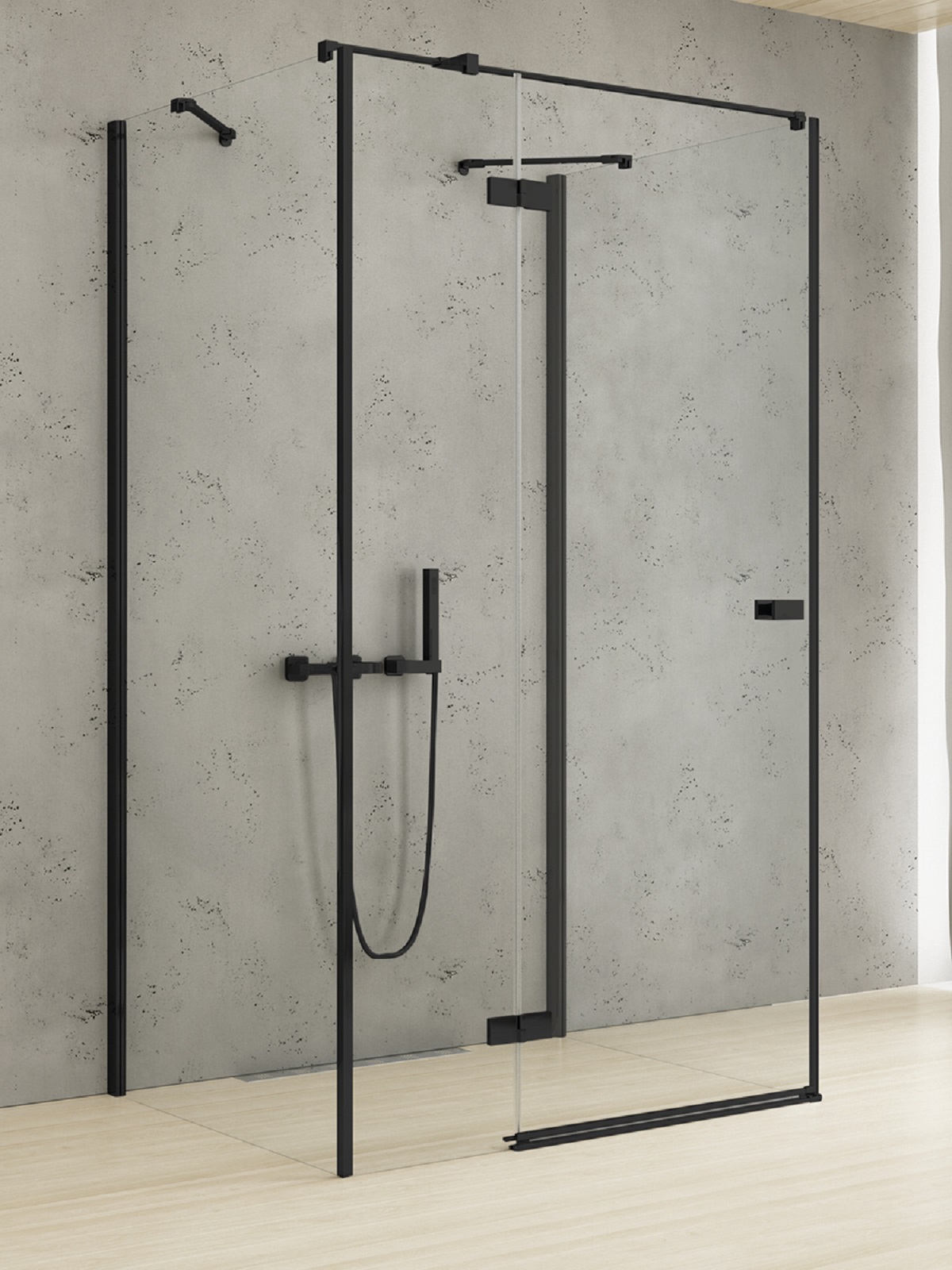 New Trendy Reflexa Black zuhanykabin 100x80 cm négyszögletes fekete matt/átlátszó üveg EXK-5023