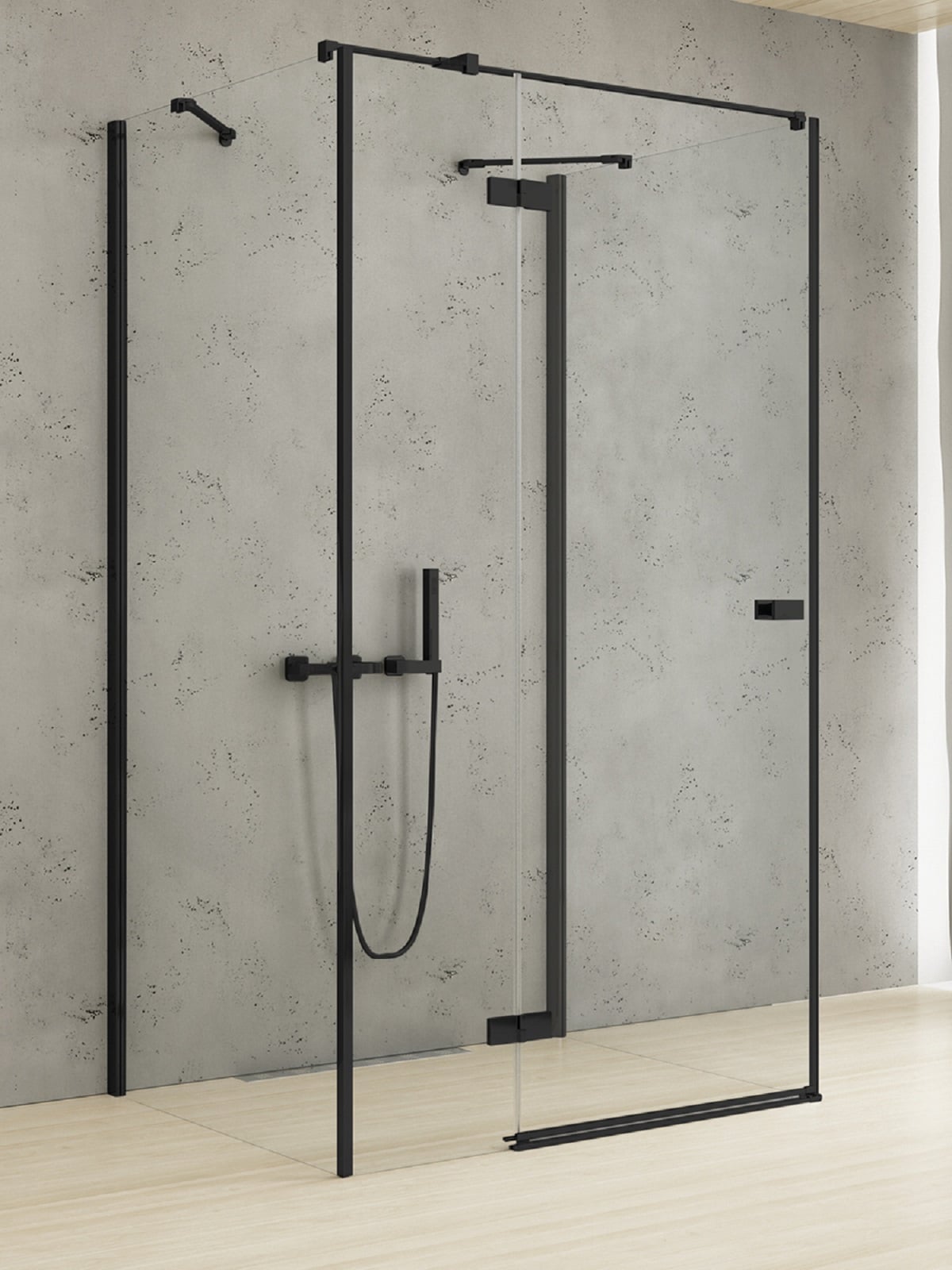 New Trendy Reflexa Black zuhanykabin 110x90 cm négyszögletes fekete matt/átlátszó üveg EXK-5037