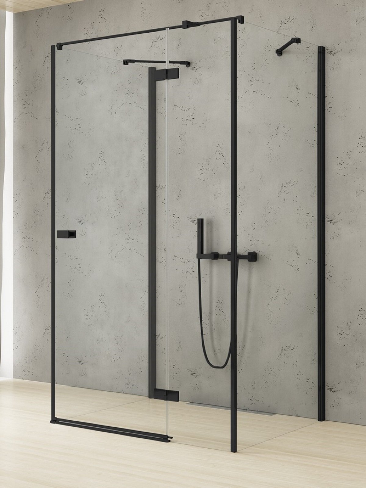 New Trendy Reflexa Black zuhanykabin 100x70 cm négyszögletes fekete matt/átlátszó üveg EXK-5022
