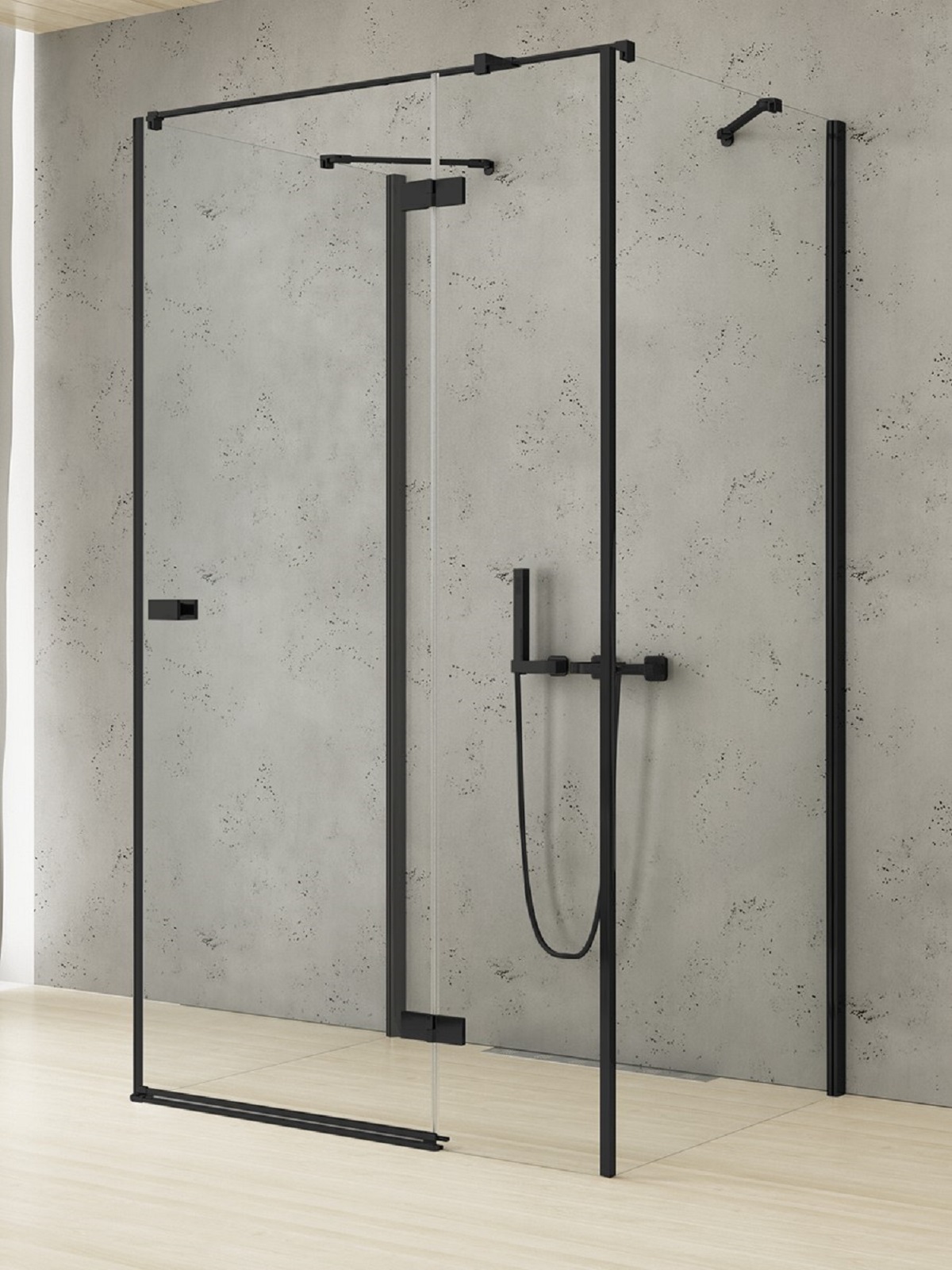 New Trendy Reflexa Black zuhanykabin 120x100 cm négyszögletes fekete matt/átlátszó üveg EXK-5052