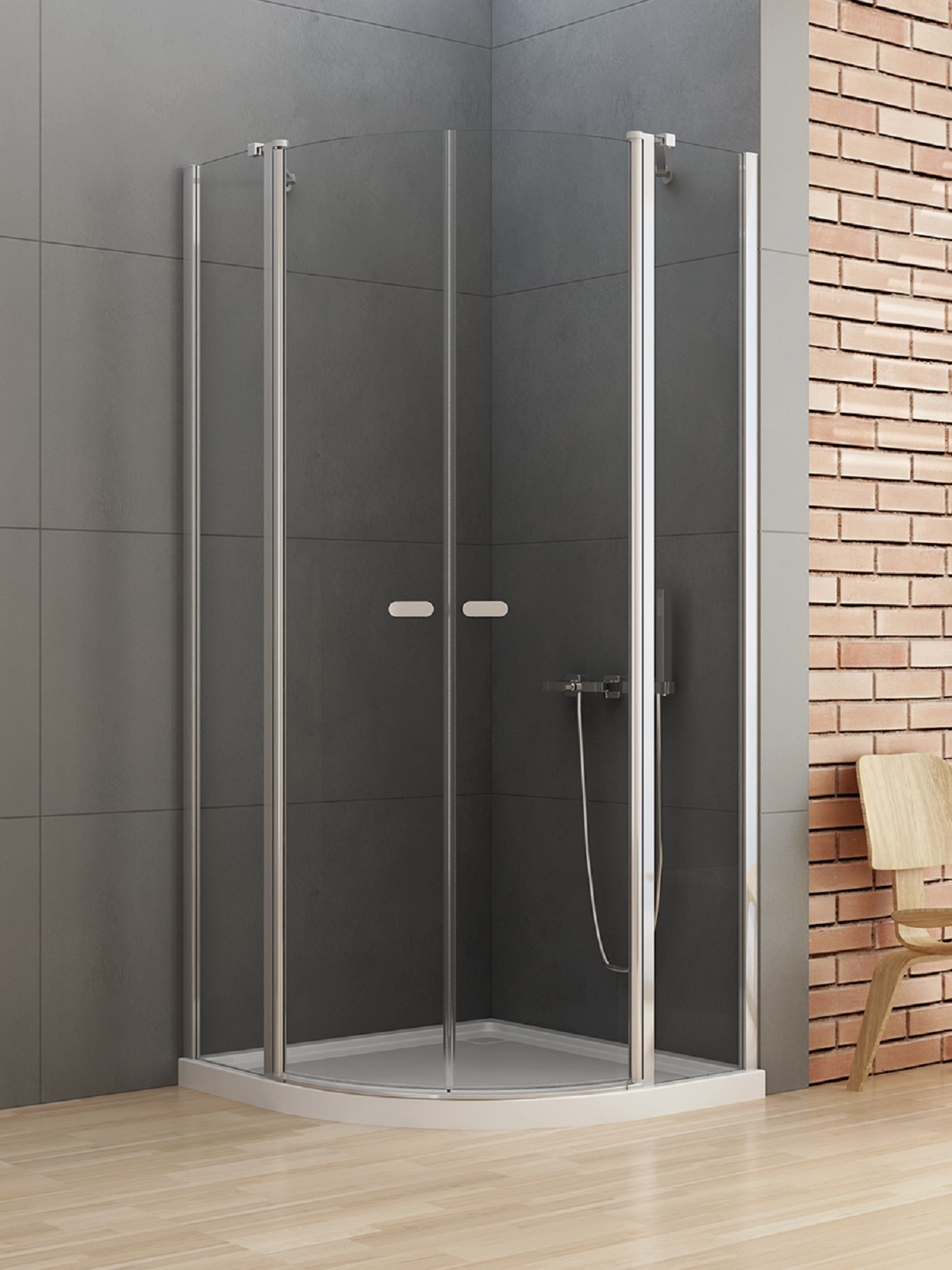 New Trendy New Soleo zuhanykabin 80x80 cm félkör alakú króm fényes/átlátszó üveg K-0418