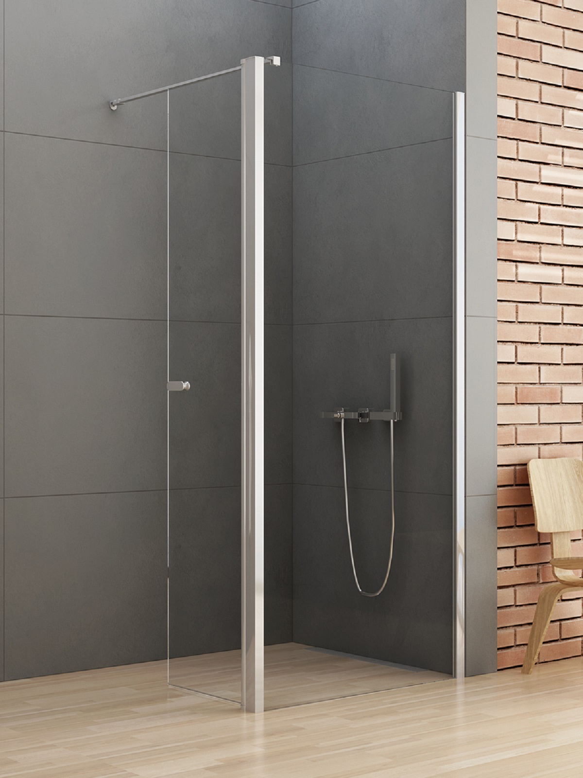 New Trendy New Soleo zuhanykabin fal walk-in 50 cm króm fényes/átlátszó üveg K-0754