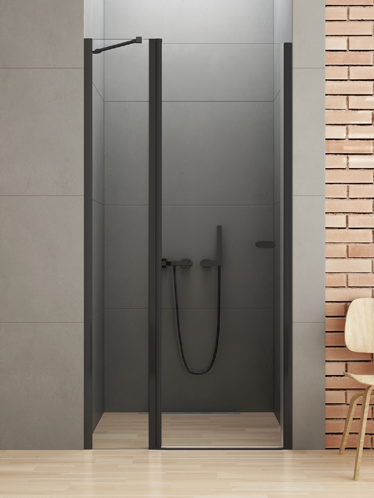 New Trendy New Soleo Black zuhanyajtók 90 cm dönthető fekete matt/átlátszó üveg D-0241A