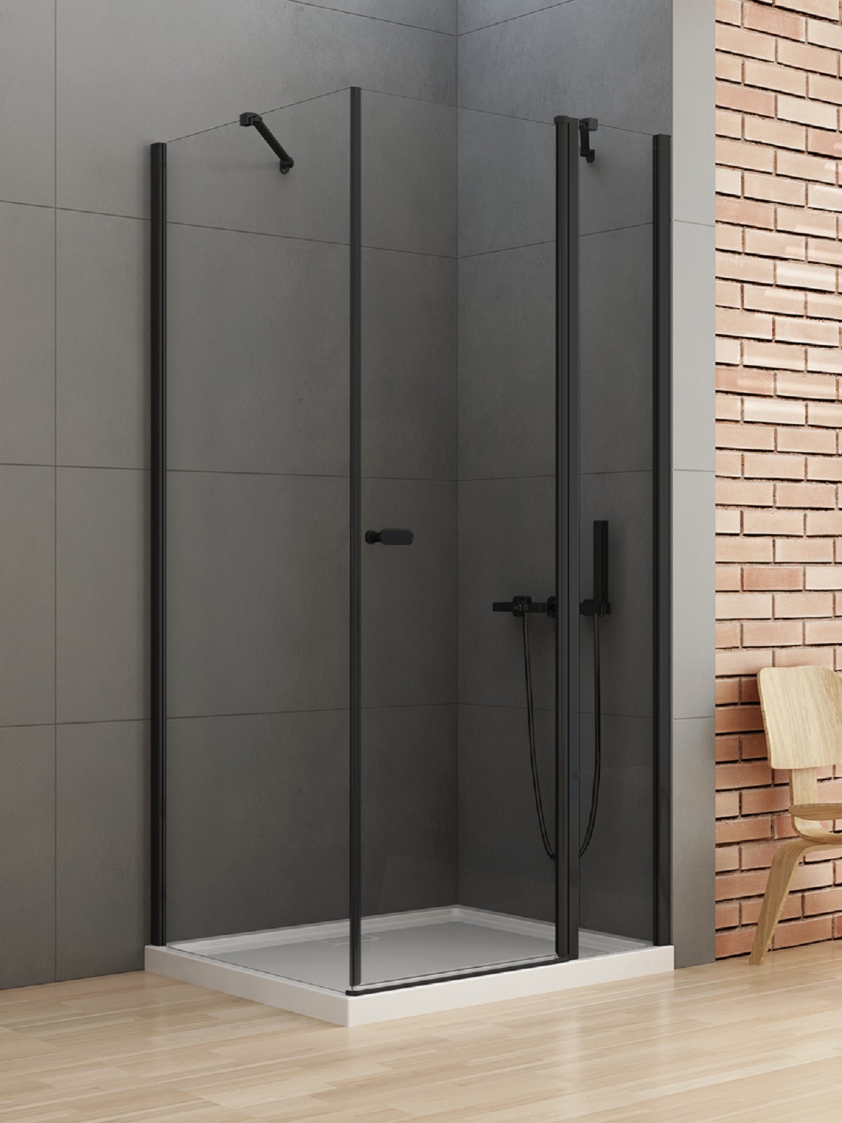 New Trendy New Soleo Black zuhanykabin 120x110 cm négyszögletes fekete matt/átlátszó üveg K-0689