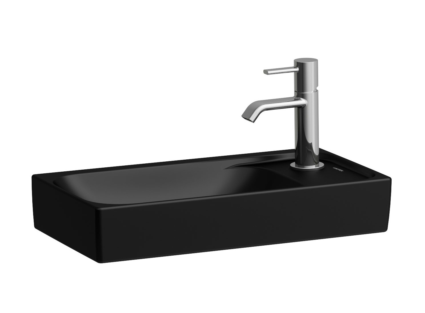 Laufen Meda mosdótál 46x23.5 cm négyszögletes klasszikus-beépíthető fekete matt H8151137161141