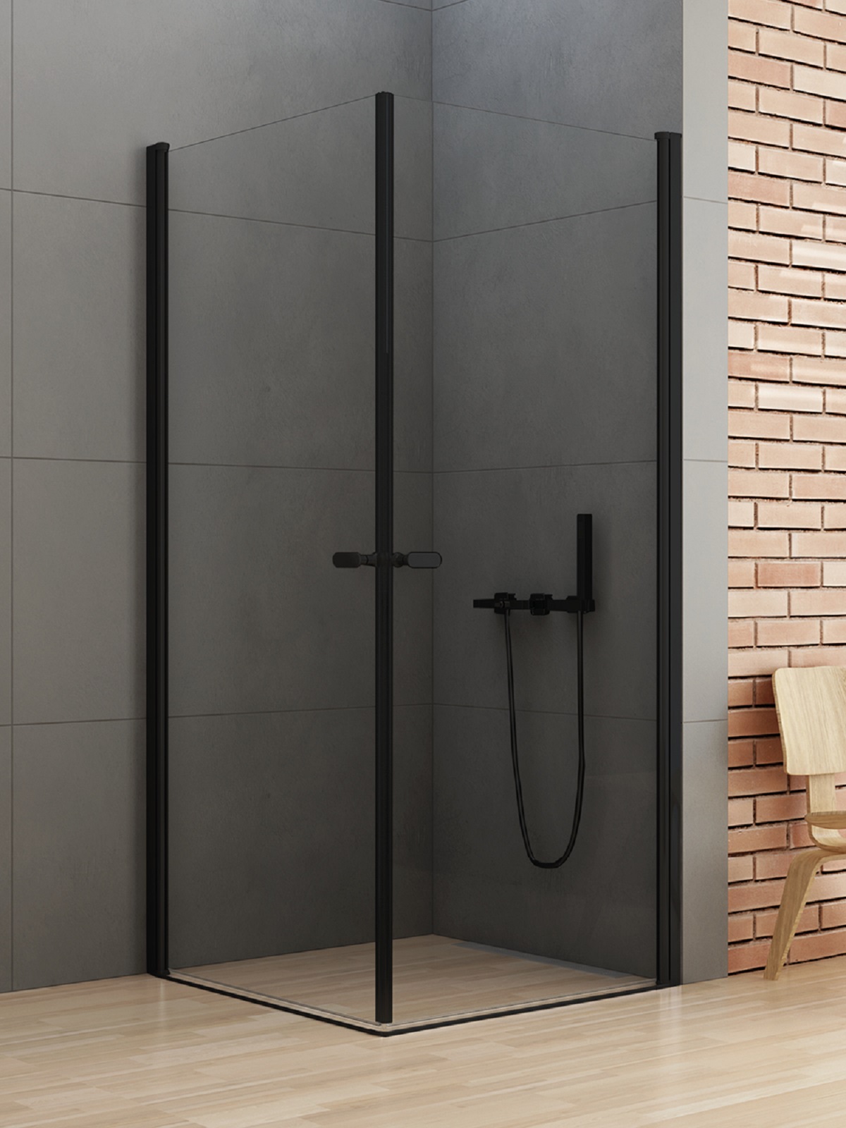 New Trendy New Soleo Black zuhanykabin 100x90 cm négyszögletes fekete matt/átlátszó üveg D-0231A/D-0232A