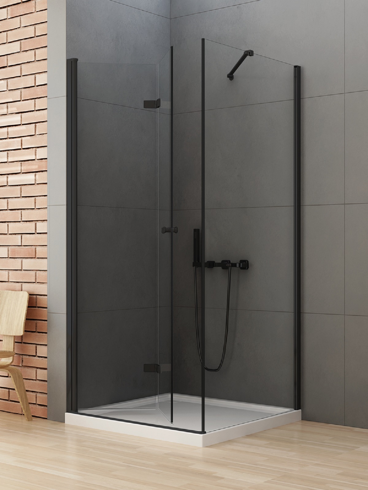 New Trendy New Soleo Black zuhanykabin 80x70 cm négyszögletes fekete matt/átlátszó üveg D-0234A/D-0113B