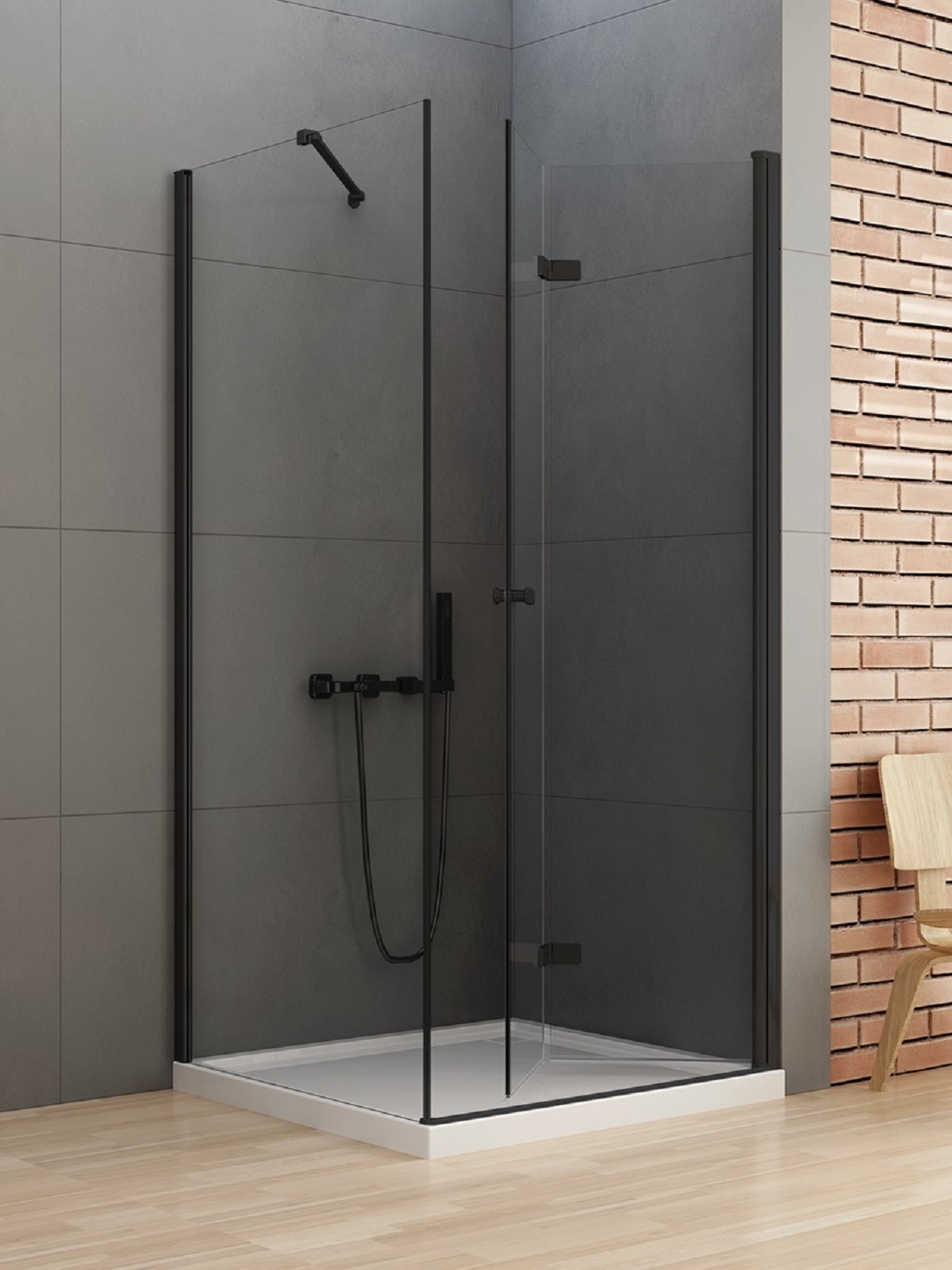 New Trendy New Soleo Black zuhanykabin 90x70 cm négyszögletes fekete matt/átlátszó üveg D-0237A/D-0115B