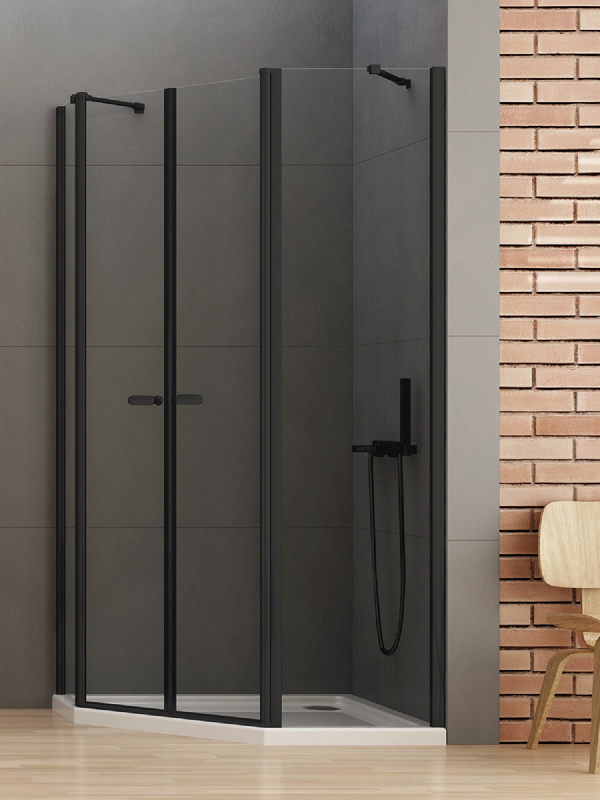 New Trendy New Soleo Black zuhanykabin 100x80 cm fekete matt/átlátszó üveg K-0618