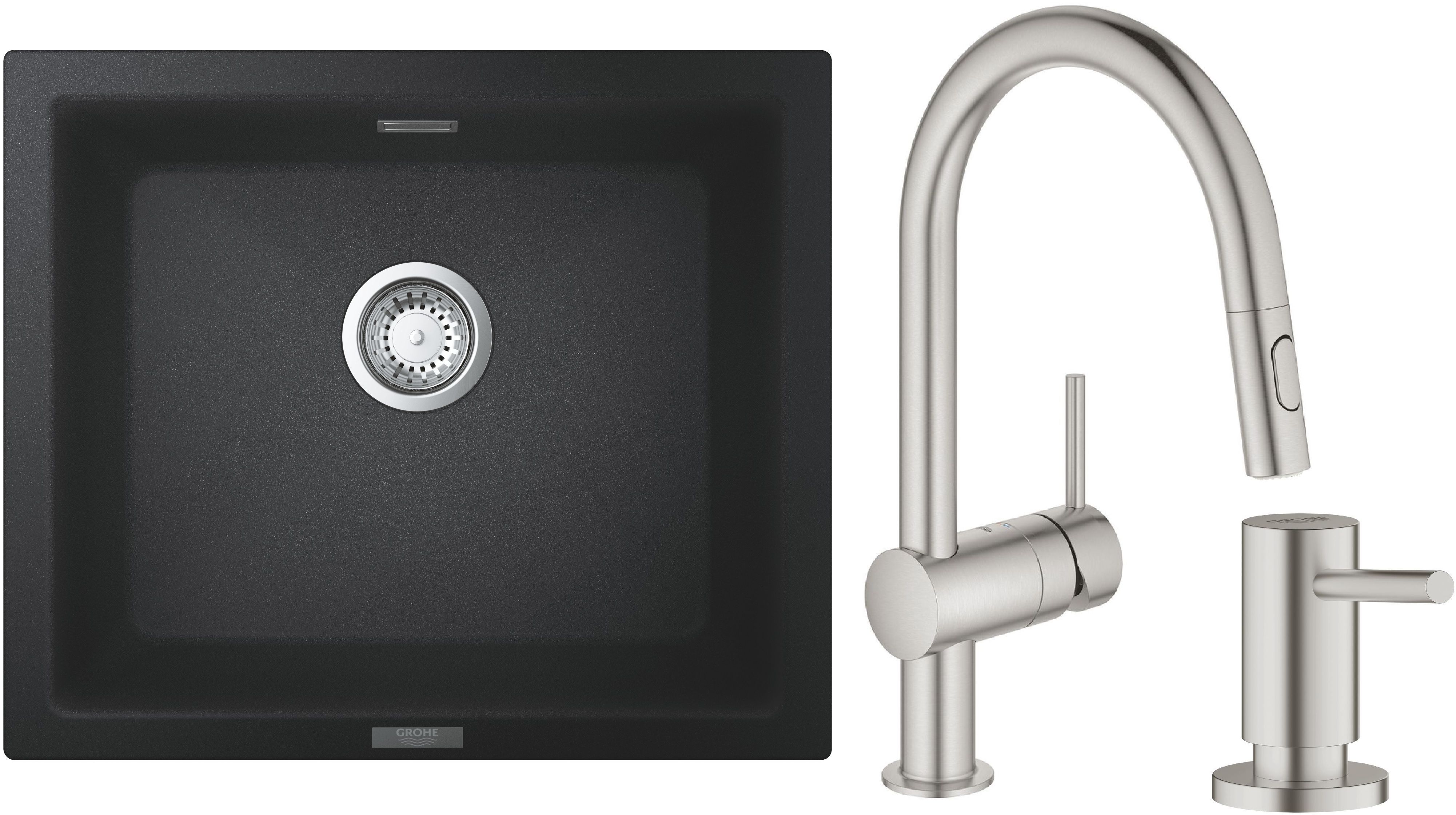 Készlet konyhai csaptelep Grohe Minta 32321DC2, gránit mosogató Grohe K700 31654AP0, 40535DC0