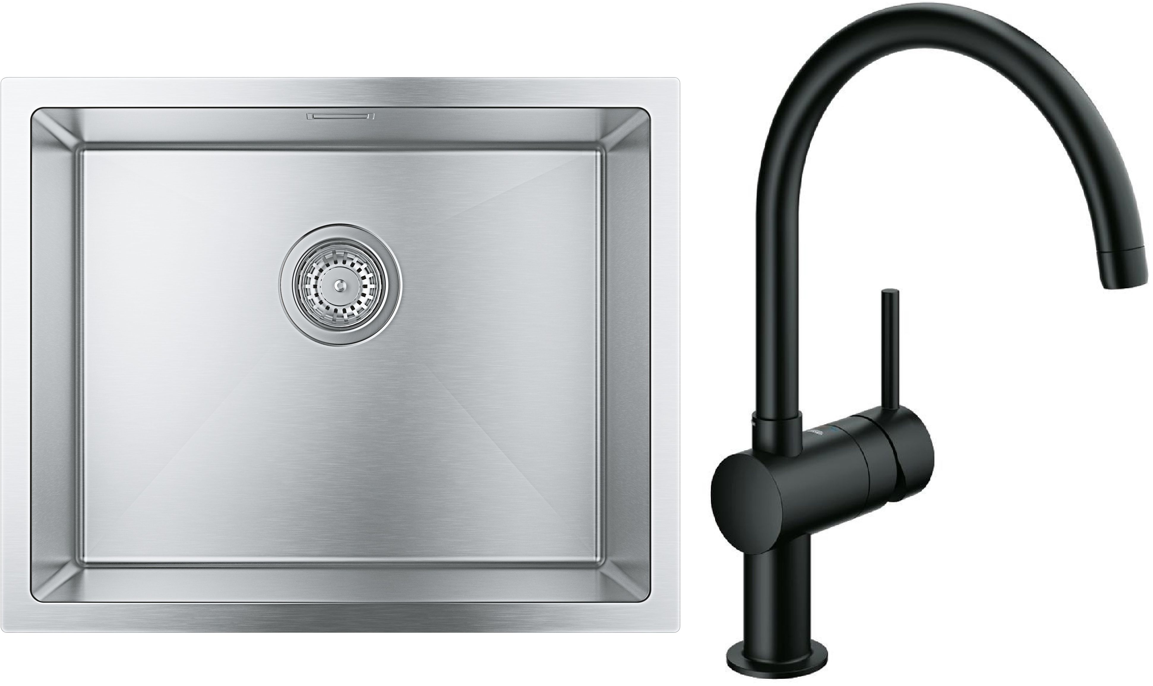 Készlet acél mosogató Grohe K700 31726SD0, konyhai csaptelep Grohe Minta 32917KS0
