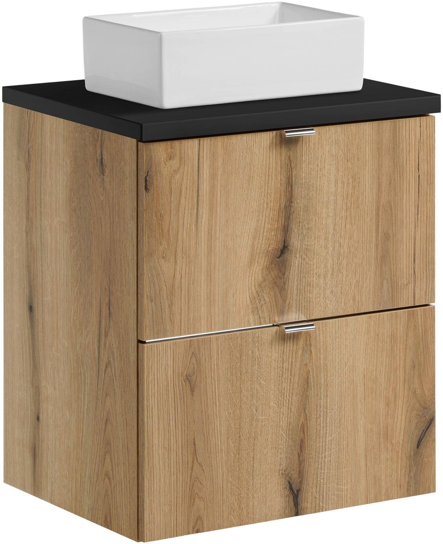 Készlet szekrény Comad Nova Oak NOVA OAK A 82-50-2S, mosdótál Comad Gaja UN-GAJA35-SW 78570A(35), NOVA BLACK B 89-50