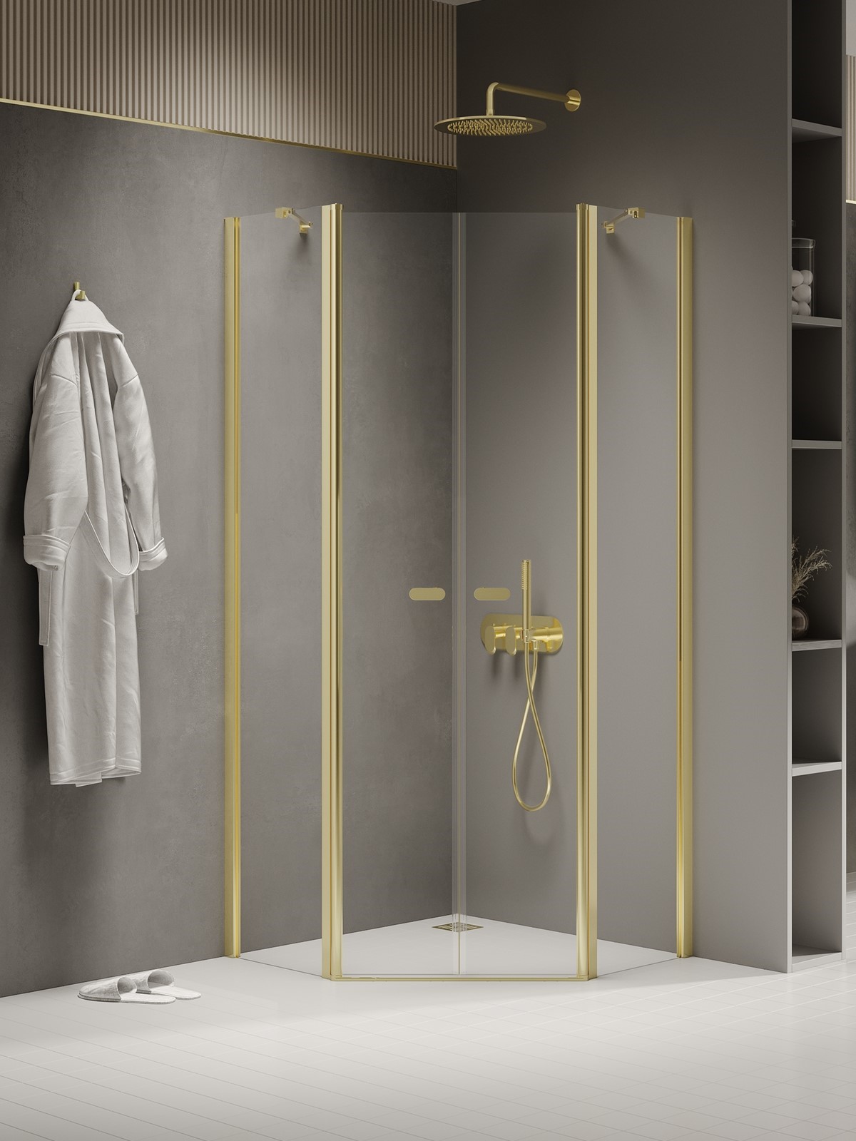 New Trendy New Soleo Light Gold zuhanykabin 80x80 cm arany fényes/átlátszó üveg K-1667