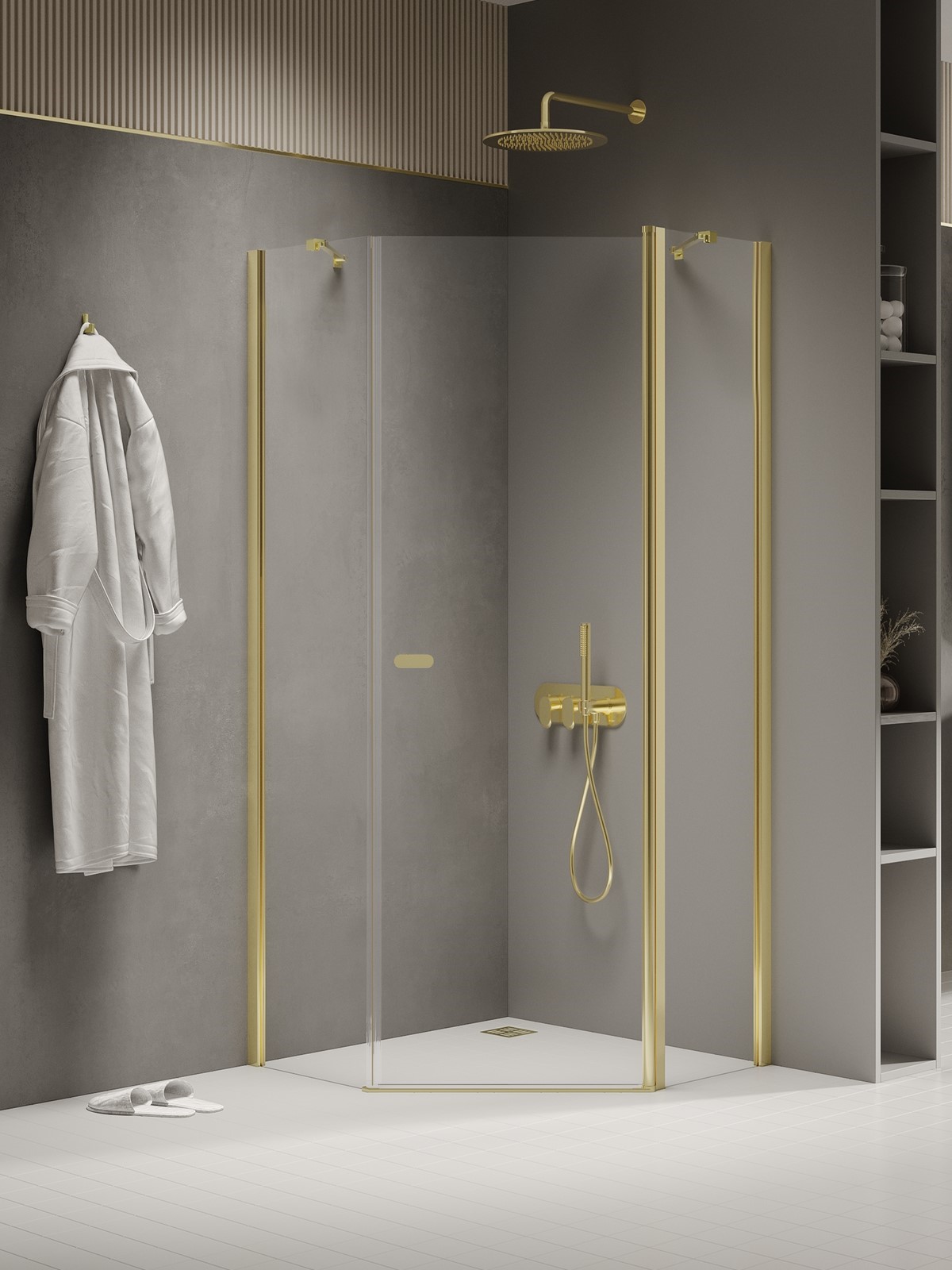 New Trendy New Soleo Light Gold zuhanykabin 80x80 cm arany fényes/átlátszó üveg K-1663