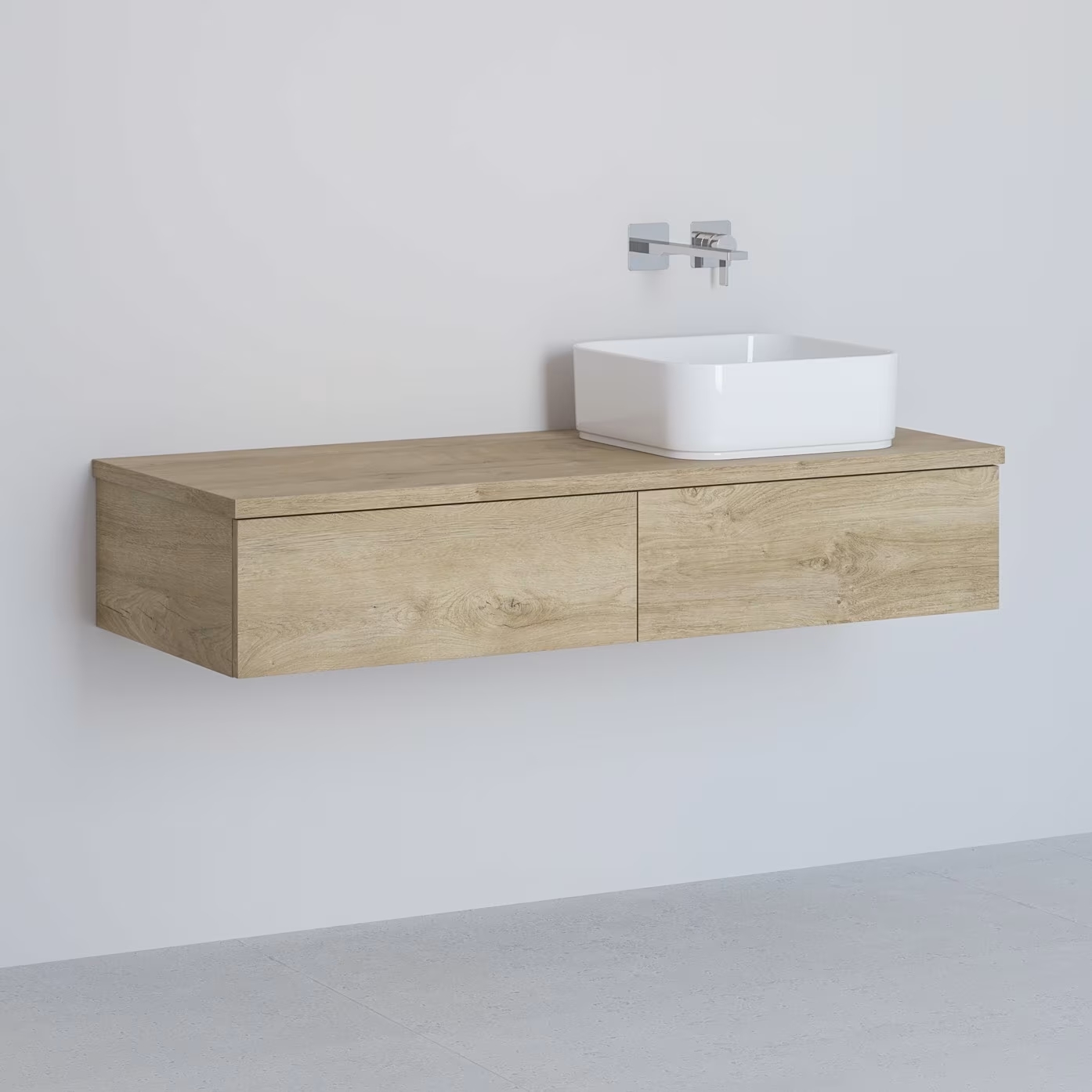 Kronenbach Cube szekrény pulttal 121x48.7x23.5 cm mosdókagyló alá akasztható tölgy KBWTKOWTL1212GH