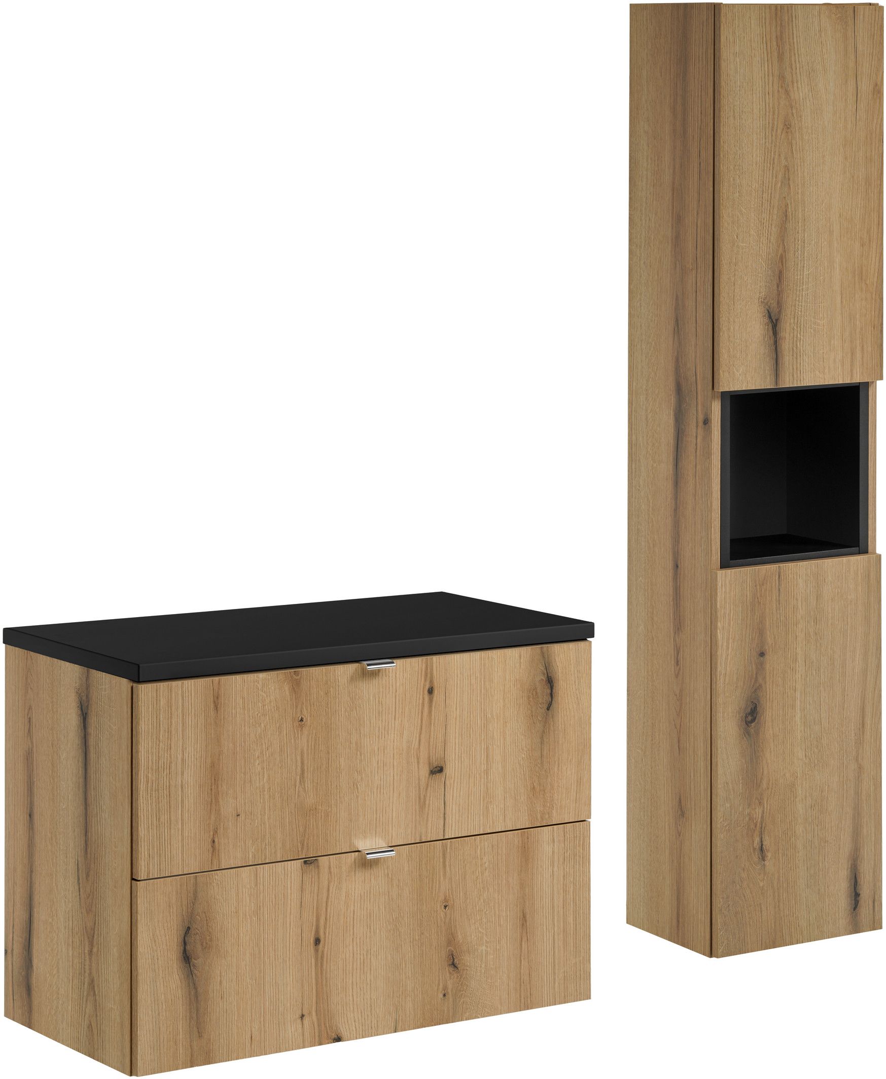 Készlet szekrény Comad Nova Oak NOVA OAK A 82-80-2S, szekrény Comad Nova Oak NOVA OAK A 80-03-2D(W80-01A), NOVA BLACK B 89-80, NOVA BLACK A 83-27-Q(W83-04D)