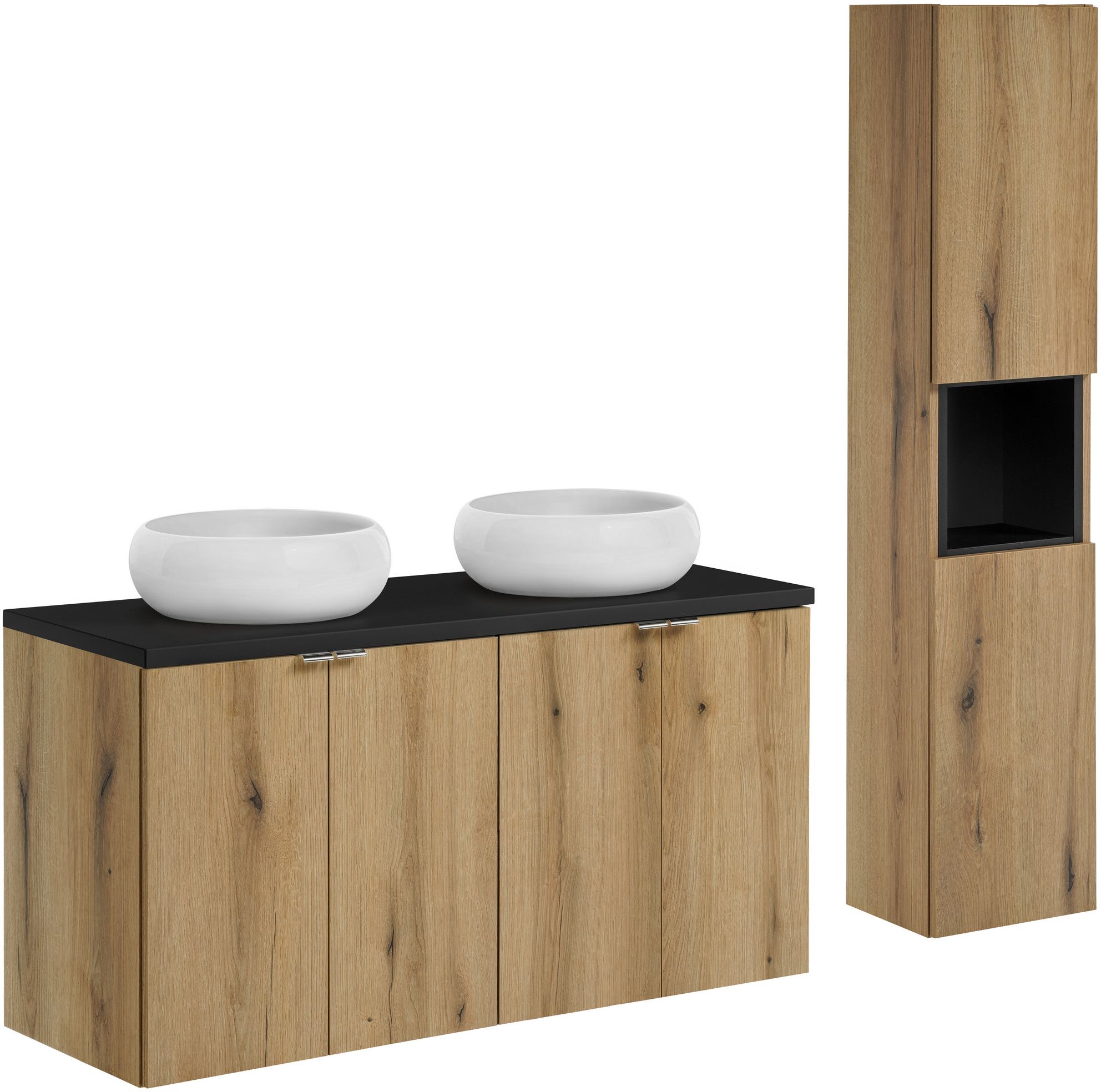 Készlet szekrény Comad Nova Oak NOVA OAK A 80-03-2D(W80-01A), szekrény Comad Nova Oak NOVA OAK A 82-60-2D, NOVA BLACK B 89-120, UN-WIKI-SW, NOVA BLACK A 83-27-Q(W83-04D)