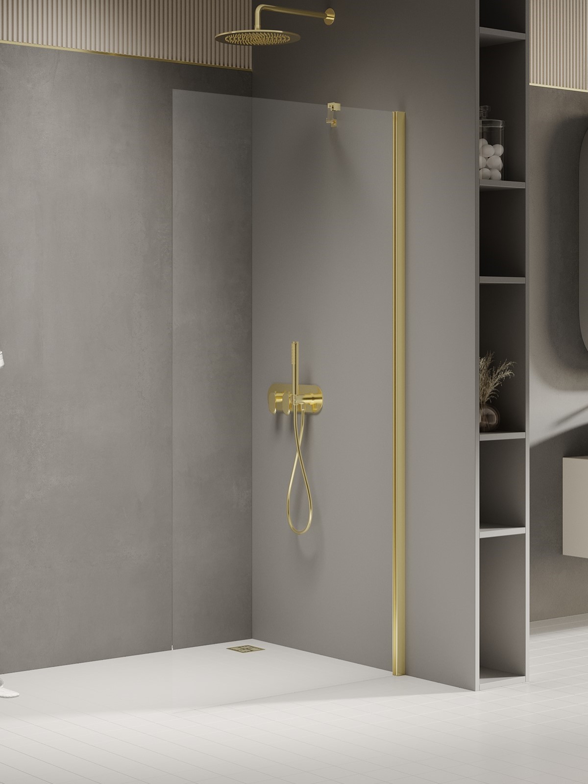New Trendy New Soleo Light Gold zuhanykabin fal walk-in 70 cm arany fényes/átlátszó üveg K-2093