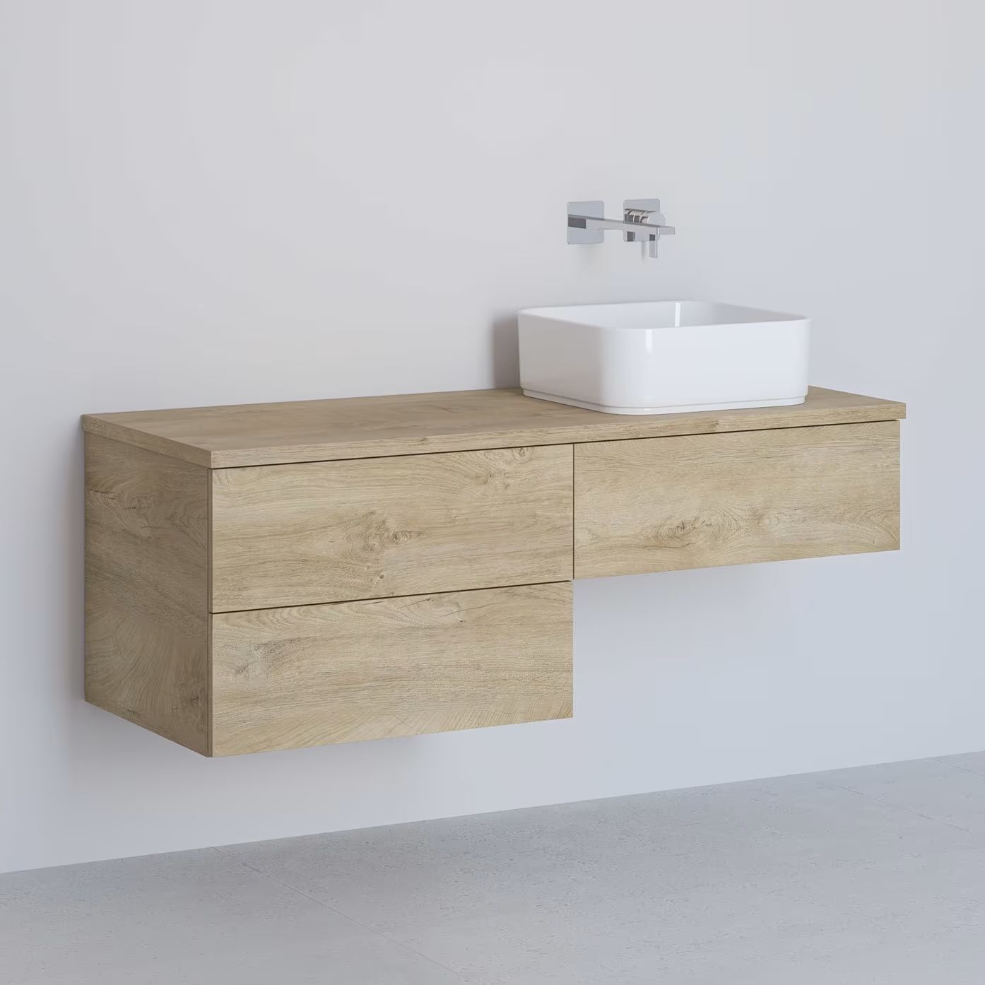 Kronenbach Cube szekrény pulttal 121x48.7x44.5 cm mosdókagyló alá akasztható tölgy KBWTKOWTL1213GH