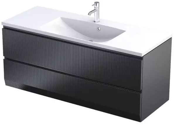 Oristo Brylant szekrény 119.6x45.5x50 cm mosdókagyló alá akasztható fekete OR36-SD2S-120-8R