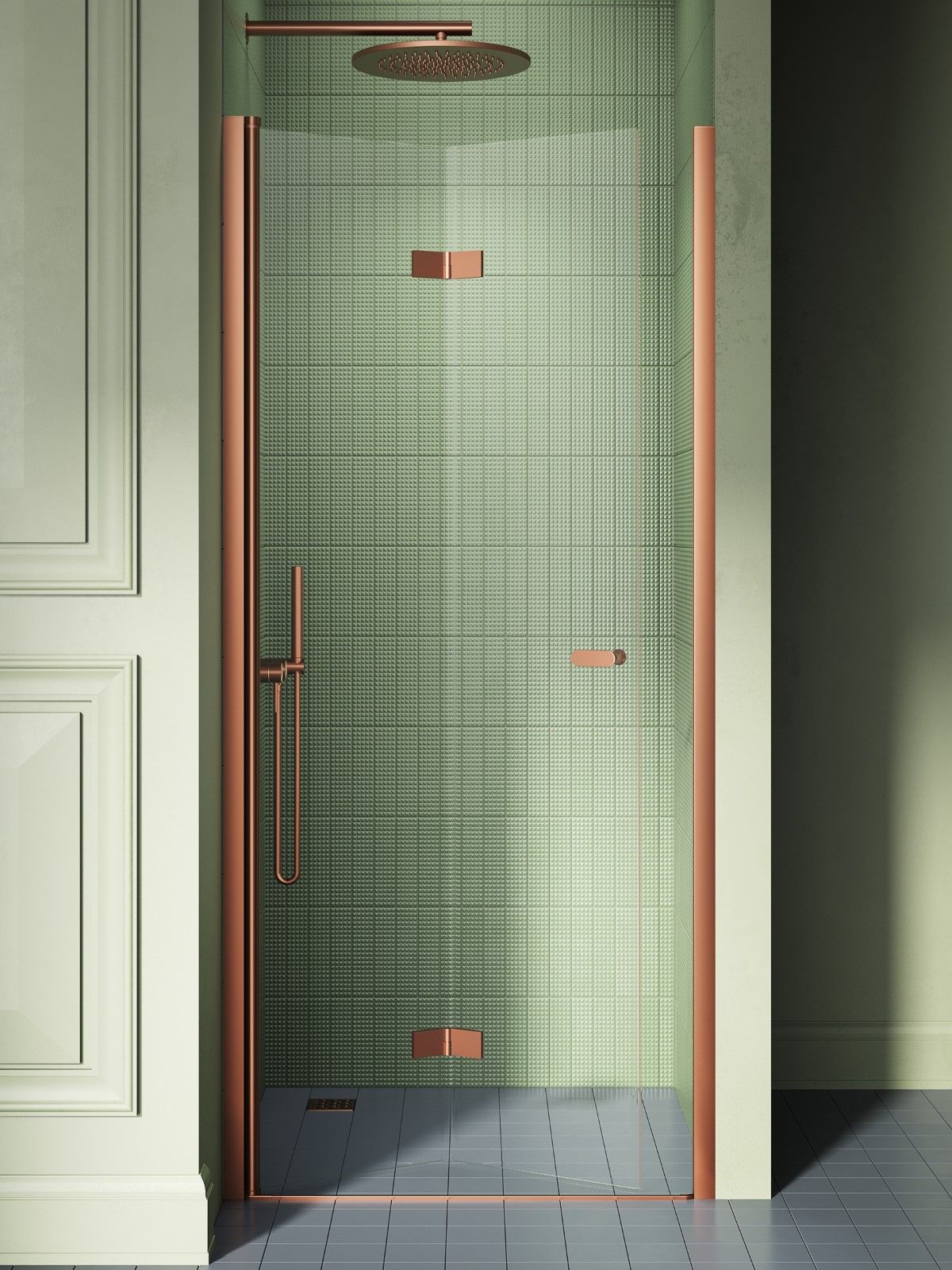 New Trendy New Soleo Copper Brushed zuhanyajtók 100 cm összecsukható réz csiszolt/átlátszó üveg D-0505A