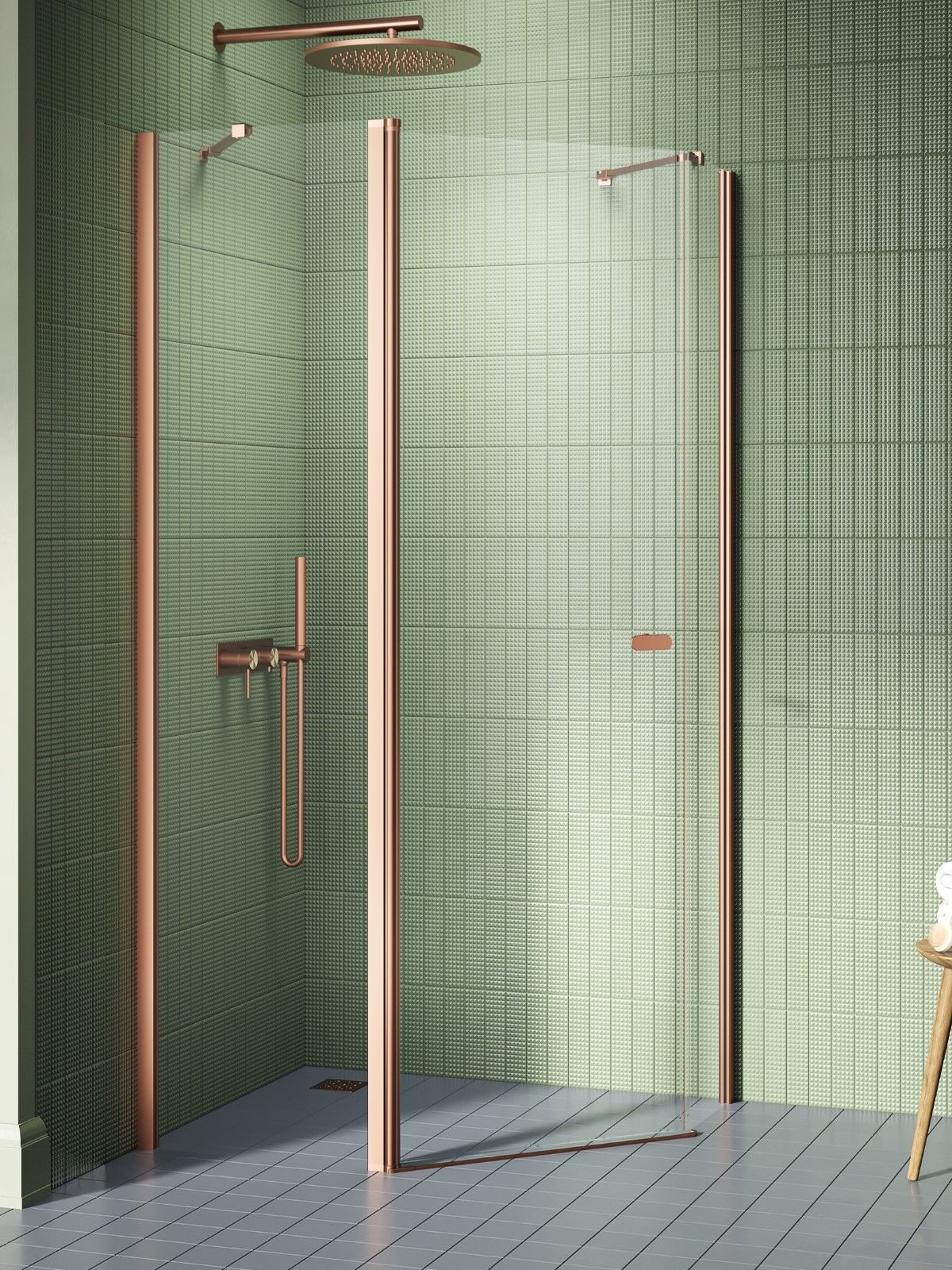 New Trendy New Soleo Copper Brushed zuhanykabin 100x80 cm réz csiszolt/átlátszó üveg K-1703