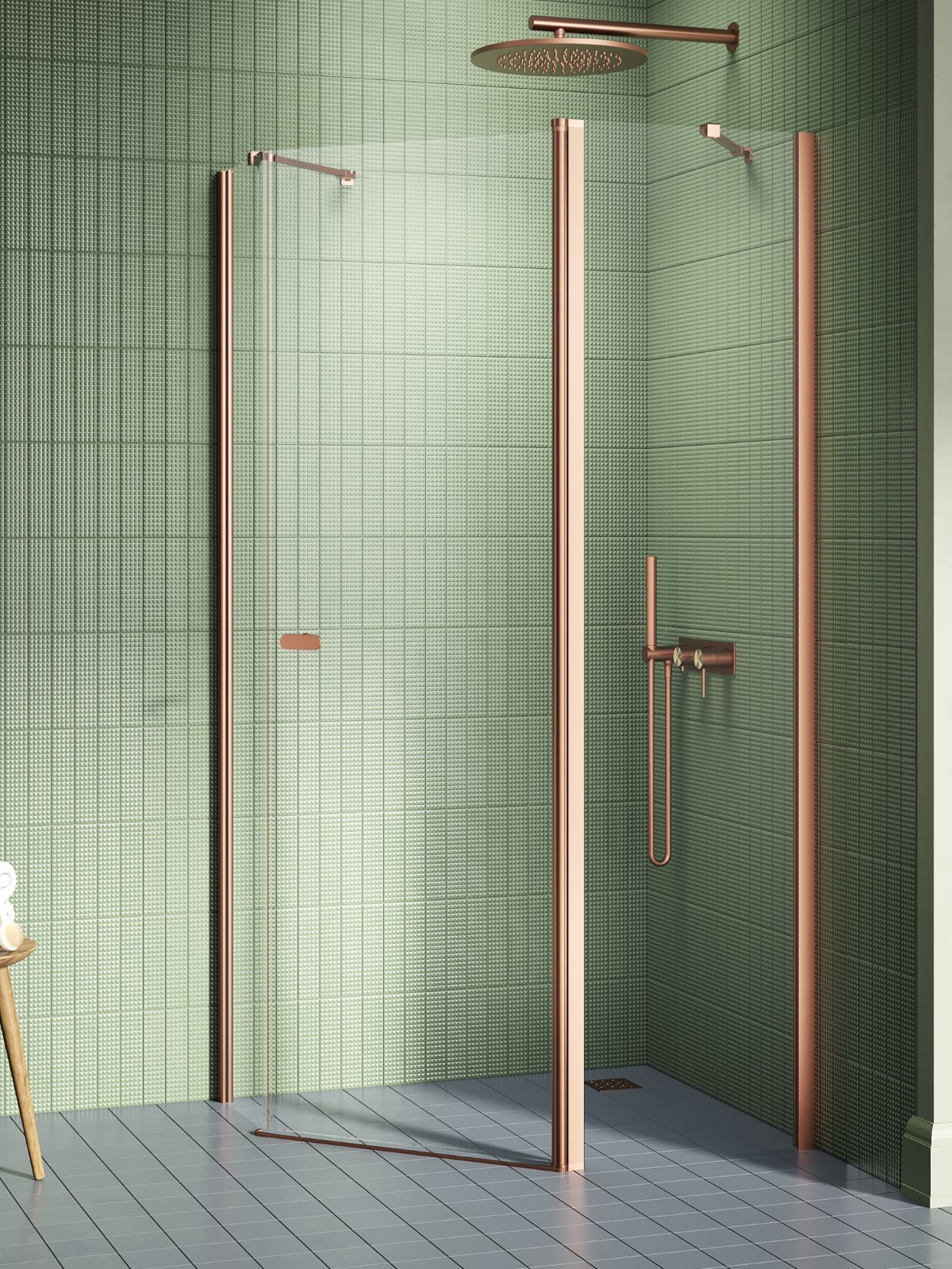 New Trendy New Soleo Copper Brushed zuhanykabin 100x80 cm réz csiszolt/átlátszó üveg K-1702