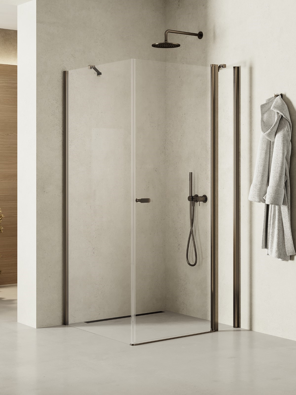 New Trendy New Soleo Gunmetal Brushed zuhanykabin 120x110 cm négyszögletes grafit csiszolt/átlátszó üveg K-2171