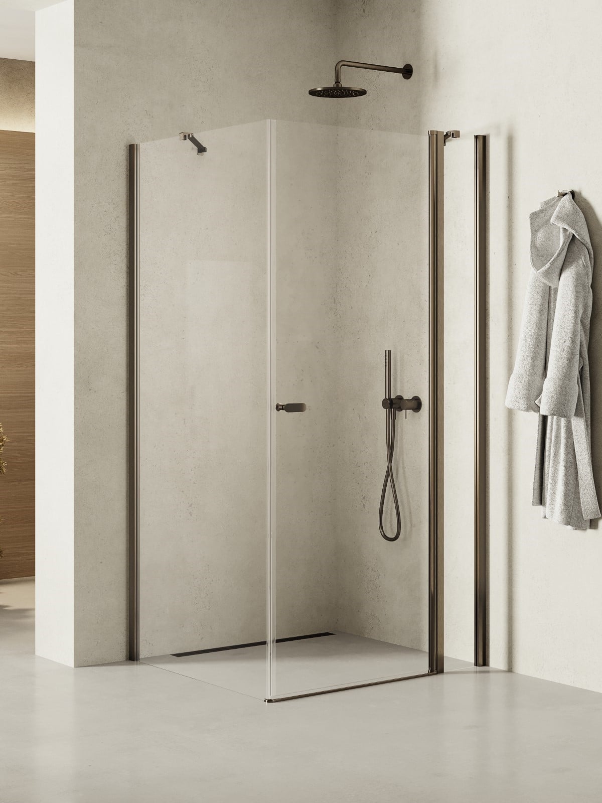 New Trendy New Soleo Gunmetal Brushed zuhanykabin 120x110 cm négyszögletes grafit csiszolt/átlátszó üveg K-2166