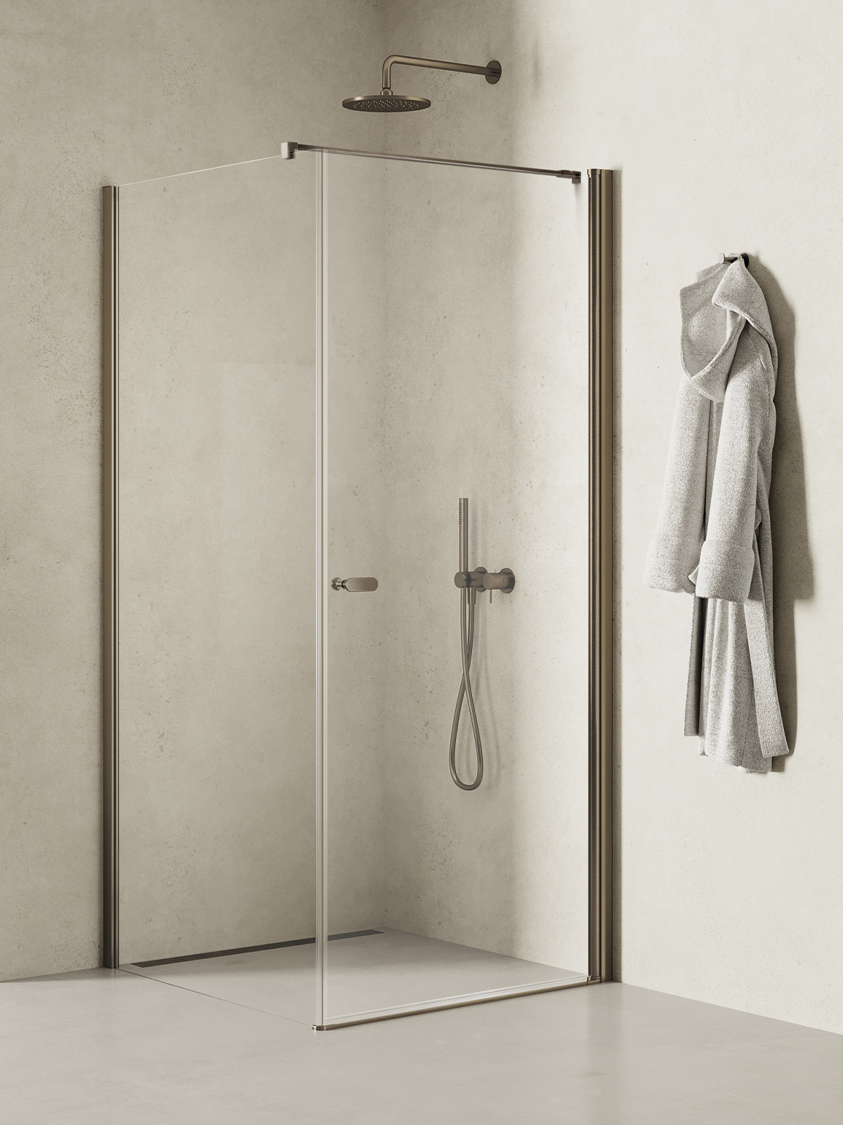 New Trendy New Soleo Gunmetal Brushed zuhanykabin 110x90 cm négyszögletes grafit csiszolt/átlátszó üveg K-2141-WP