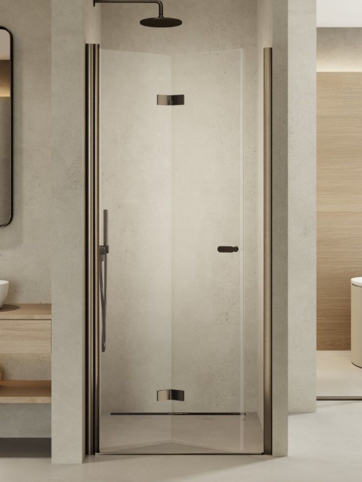 New Trendy New Soleo Gunmetal Brushed zuhanyajtók 90 cm összecsukható grafit csiszolt/átlátszó üveg D-0542A
