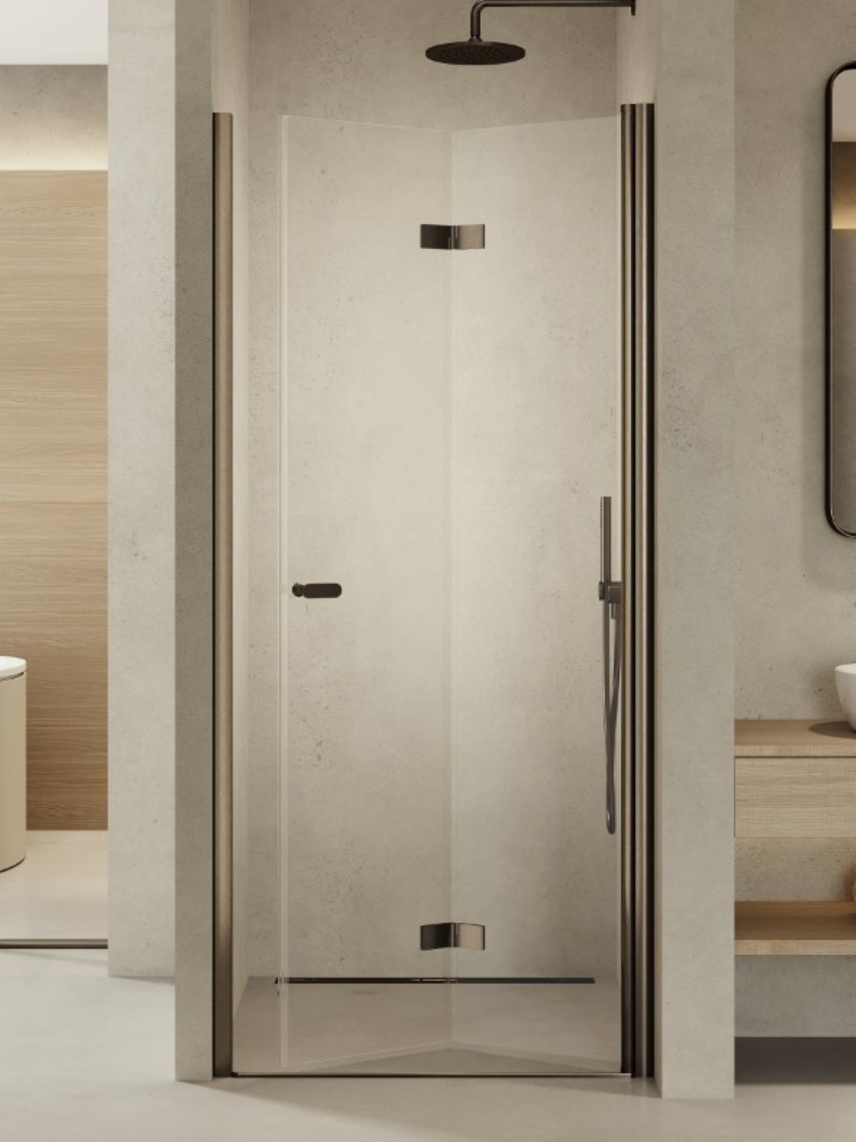 New Trendy New Soleo Gunmetal Brushed zuhanyajtók 70 cm összecsukható grafit csiszolt/átlátszó üveg D-0539A