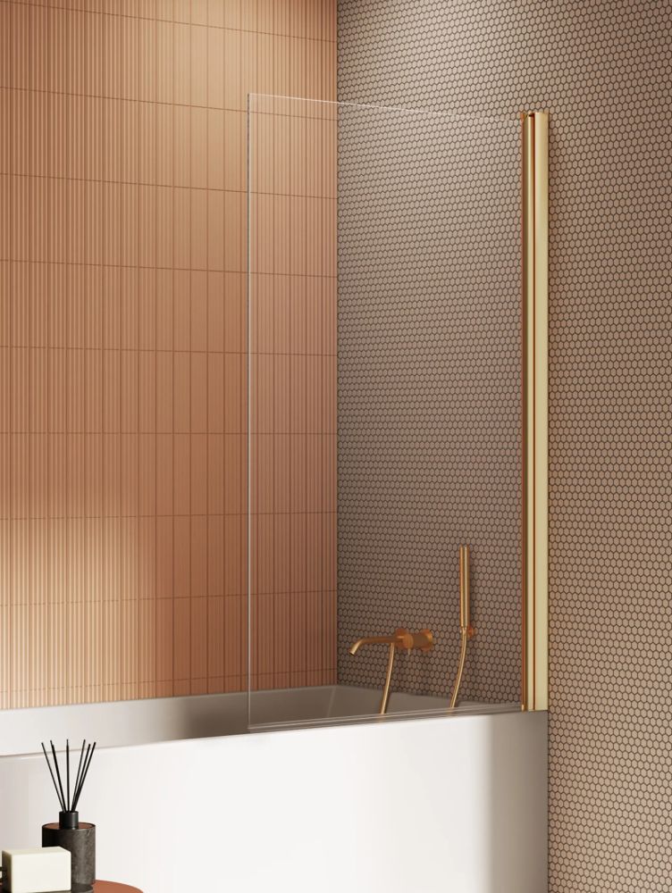 New Trendy New Soleo Gold Brushed zuhanyparaván 70 cm egyrészes arany csiszolt/átlátszó üveg P-0171