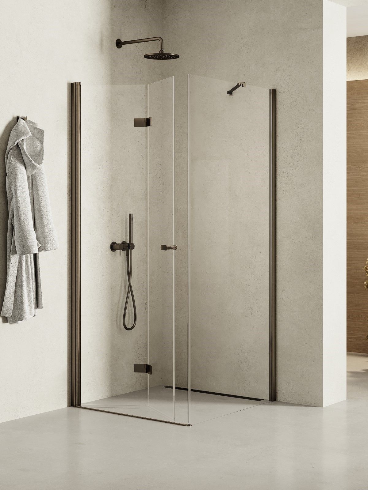 New Trendy New Soleo Gunmetal Brushed zuhanykabin 110x80 cm négyszögletes grafit csiszolt/átlátszó üveg K-2203