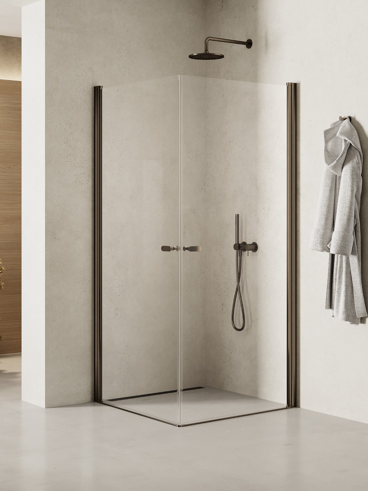 New Trendy New Soleo Gunmetal Brushed zuhanykabin 80x80 cm négyzet grafit csiszolt/átlátszó üveg K-2177