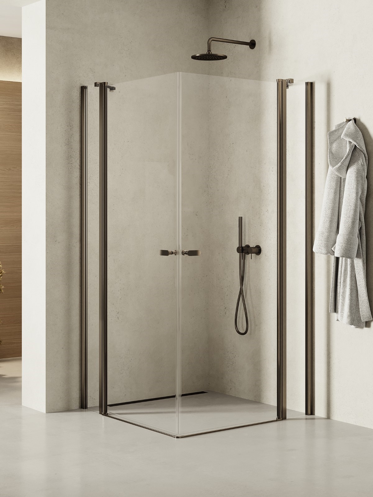 New Trendy New Soleo Gunmetal Brushed zuhanykabin 110x100 cm négyszögletes grafit csiszolt/átlátszó üveg K-2188