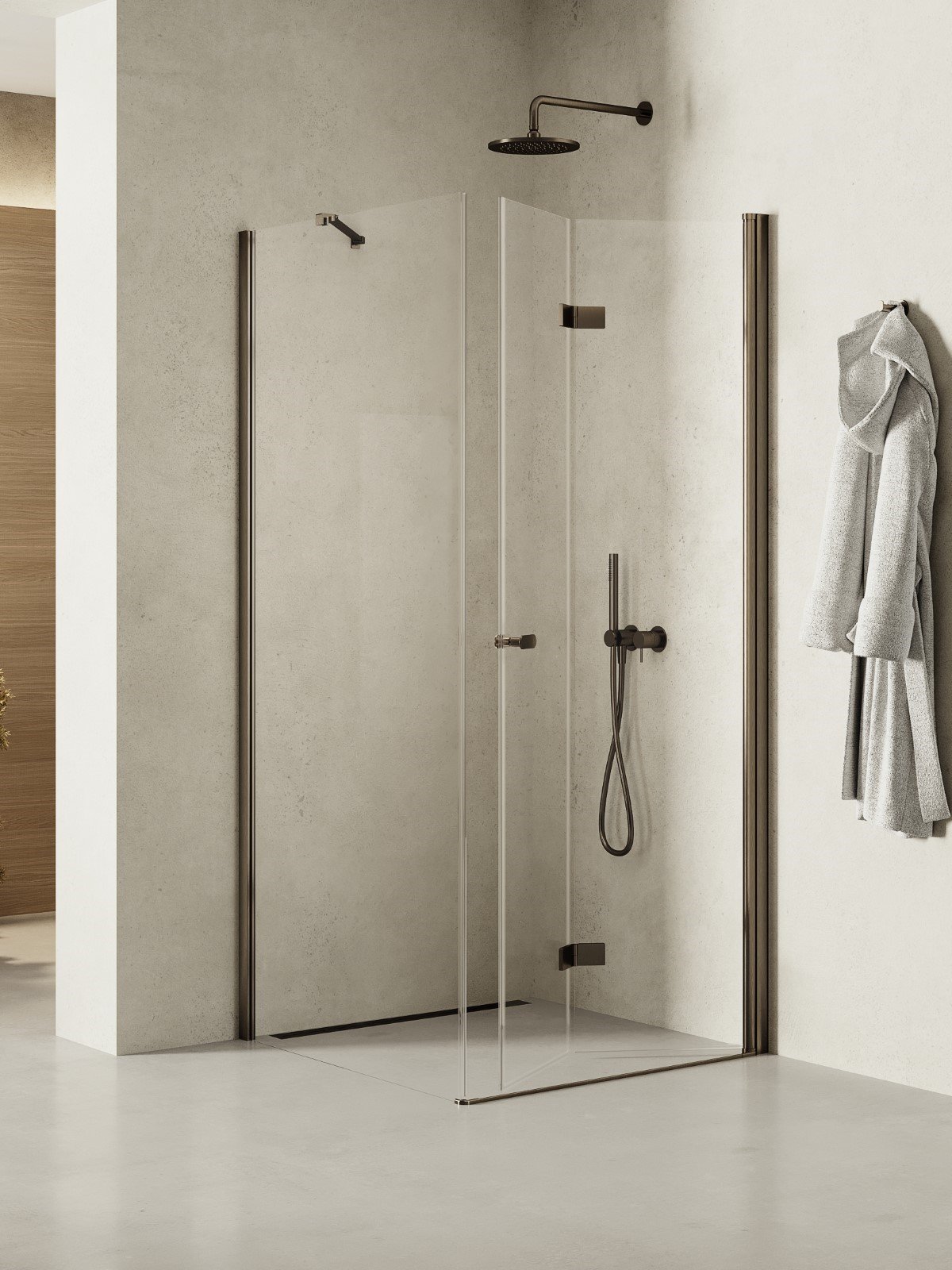 New Trendy New Soleo Gunmetal Brushed zuhanykabin 90x70 cm négyszögletes grafit csiszolt/átlátszó üveg K-2219