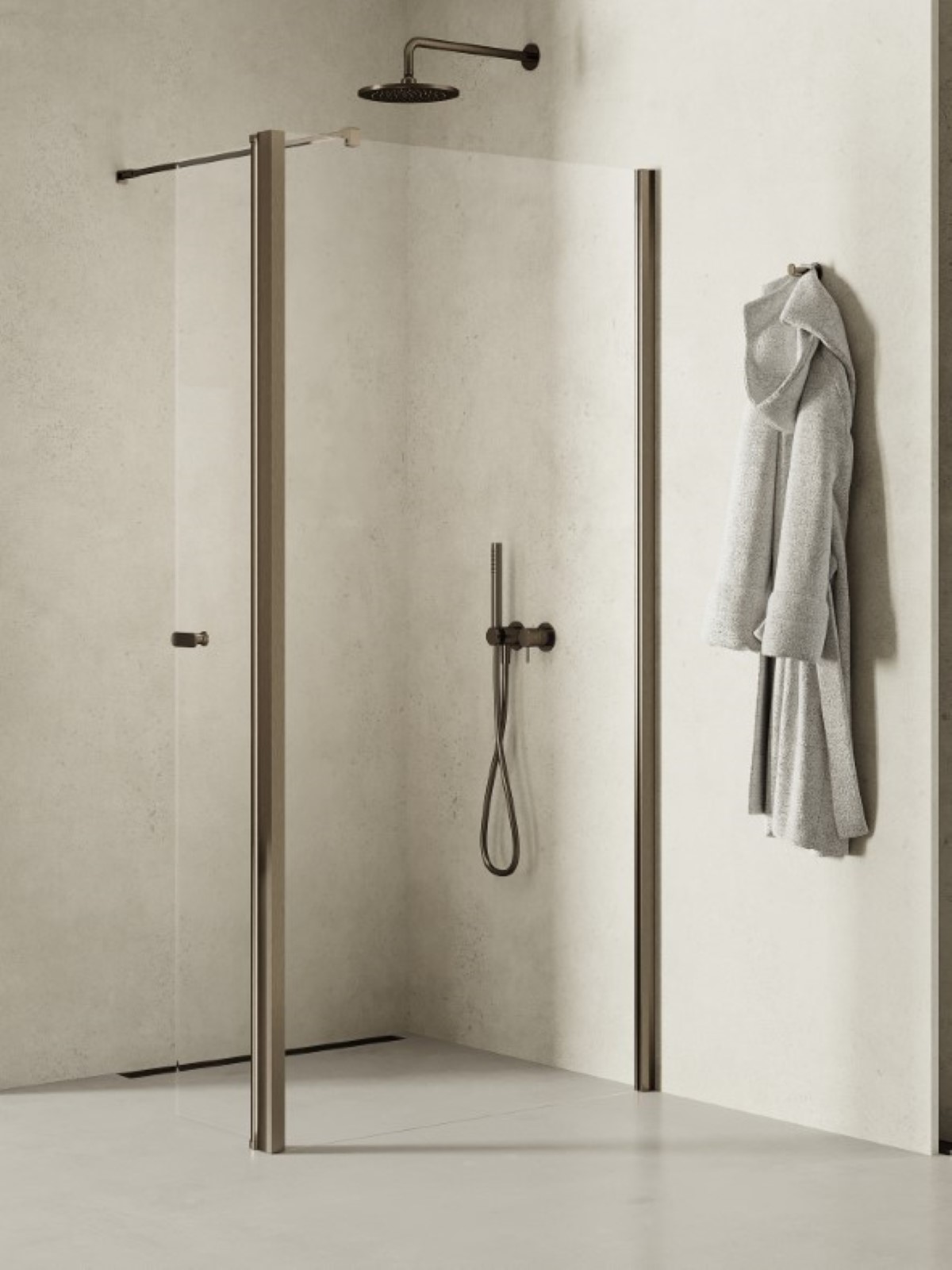 New Trendy New Soleo Gunmetal Brushed zuhanykabin fal walk-in 50 cm grafit csiszolt/átlátszó üveg K-2266