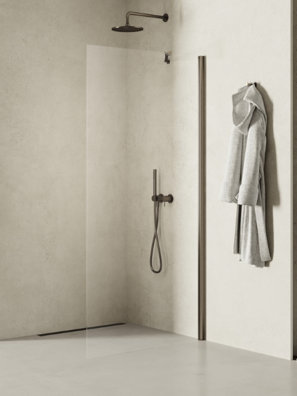 New Trendy New Soleo Gunmetal Brushed zuhanykabin fal walk-in 110 cm grafit csiszolt/átlátszó üveg K-2263