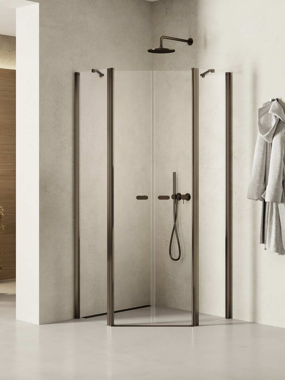 New Trendy New Soleo Gunmetal Brushed zuhanykabin 80x80 cm grafit csiszolt/átlátszó üveg K-1711