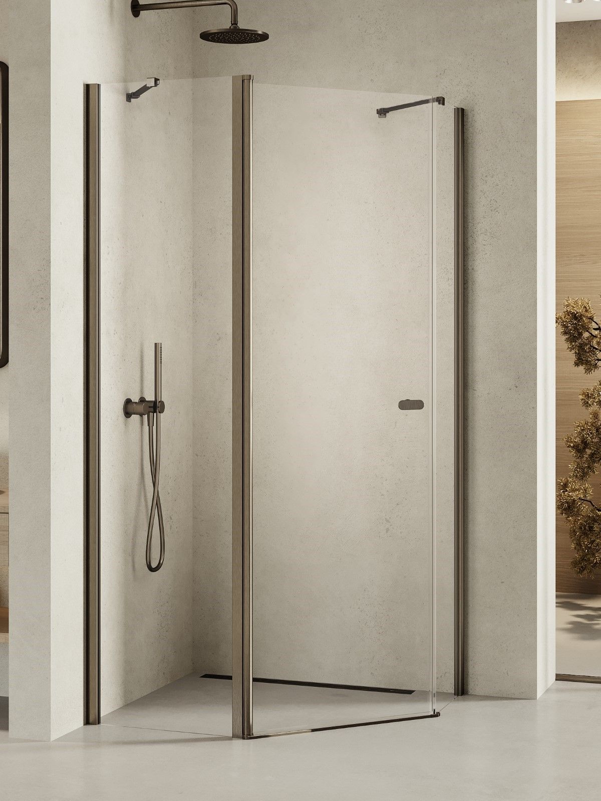 New Trendy New Soleo Gunmetal Brushed zuhanykabin 100x80 cm grafit csiszolt/átlátszó üveg K-1709