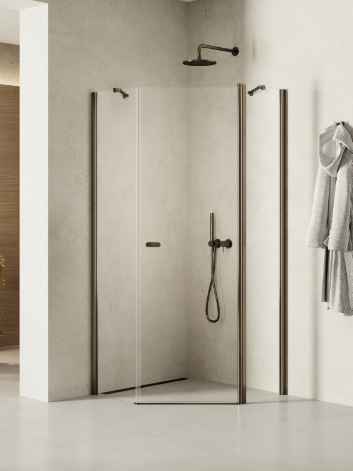 New Trendy New Soleo Gunmetal Brushed zuhanykabin 90x90 cm grafit csiszolt/átlátszó üveg K-1708