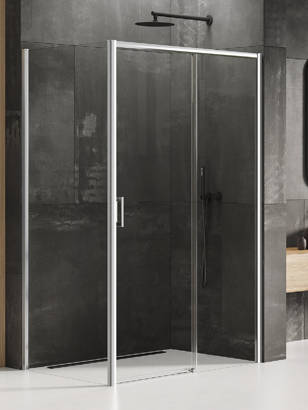 New Trendy Prime zuhanykabin 150x90 cm négyszögletes króm fényes/átlátszó üveg D-0309A/D-0124B