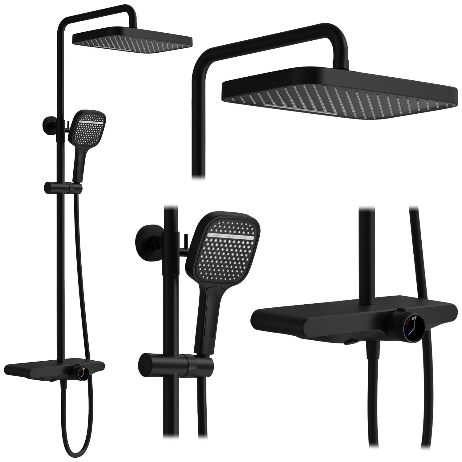 Rea Bari zuhany készlet fal trópusi zuhany opcióval fekete REA-P0891