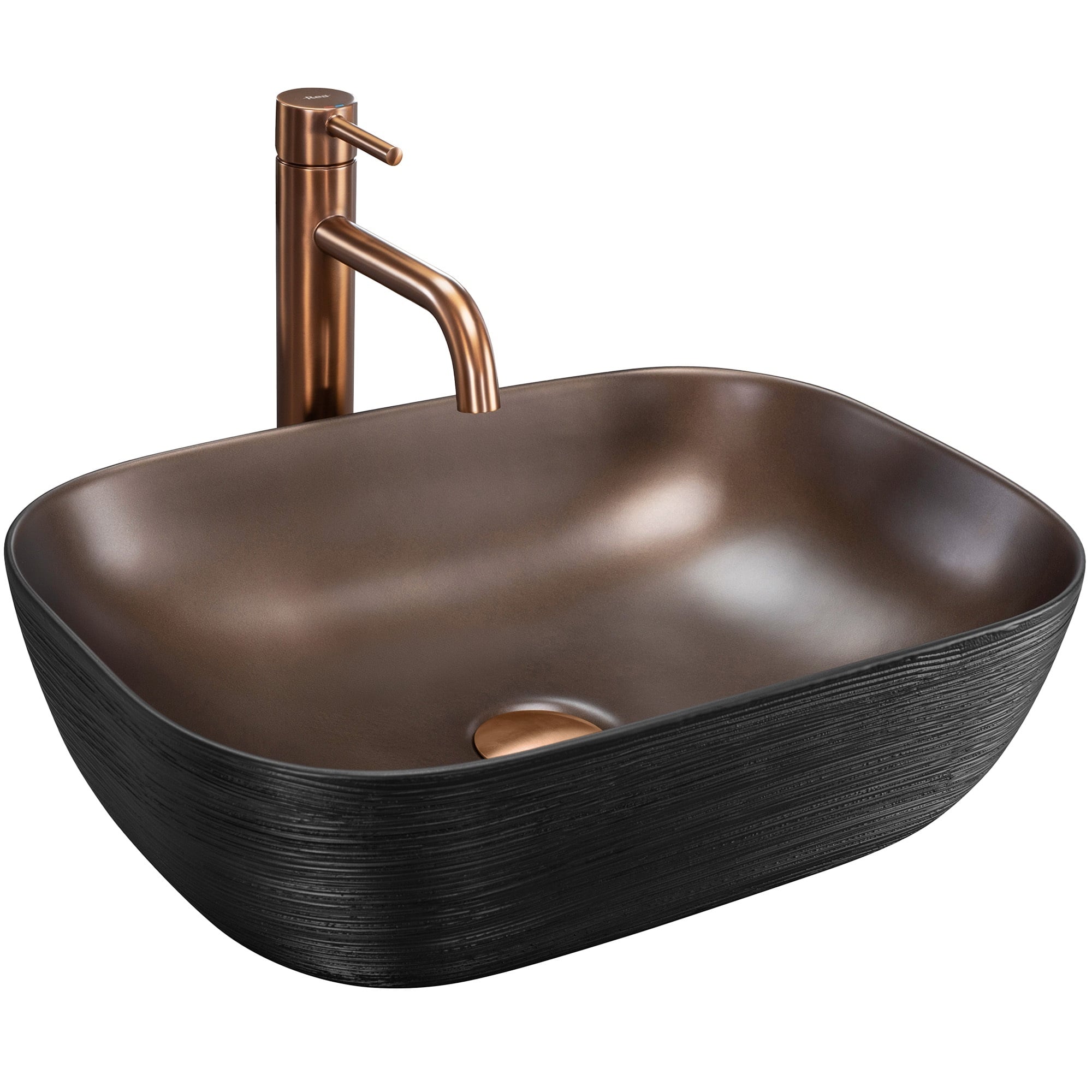 Rea Belinda Cooper mosdótál 46.5x33.5 cm négyszögletes mosdótálak fekete REA-U6384