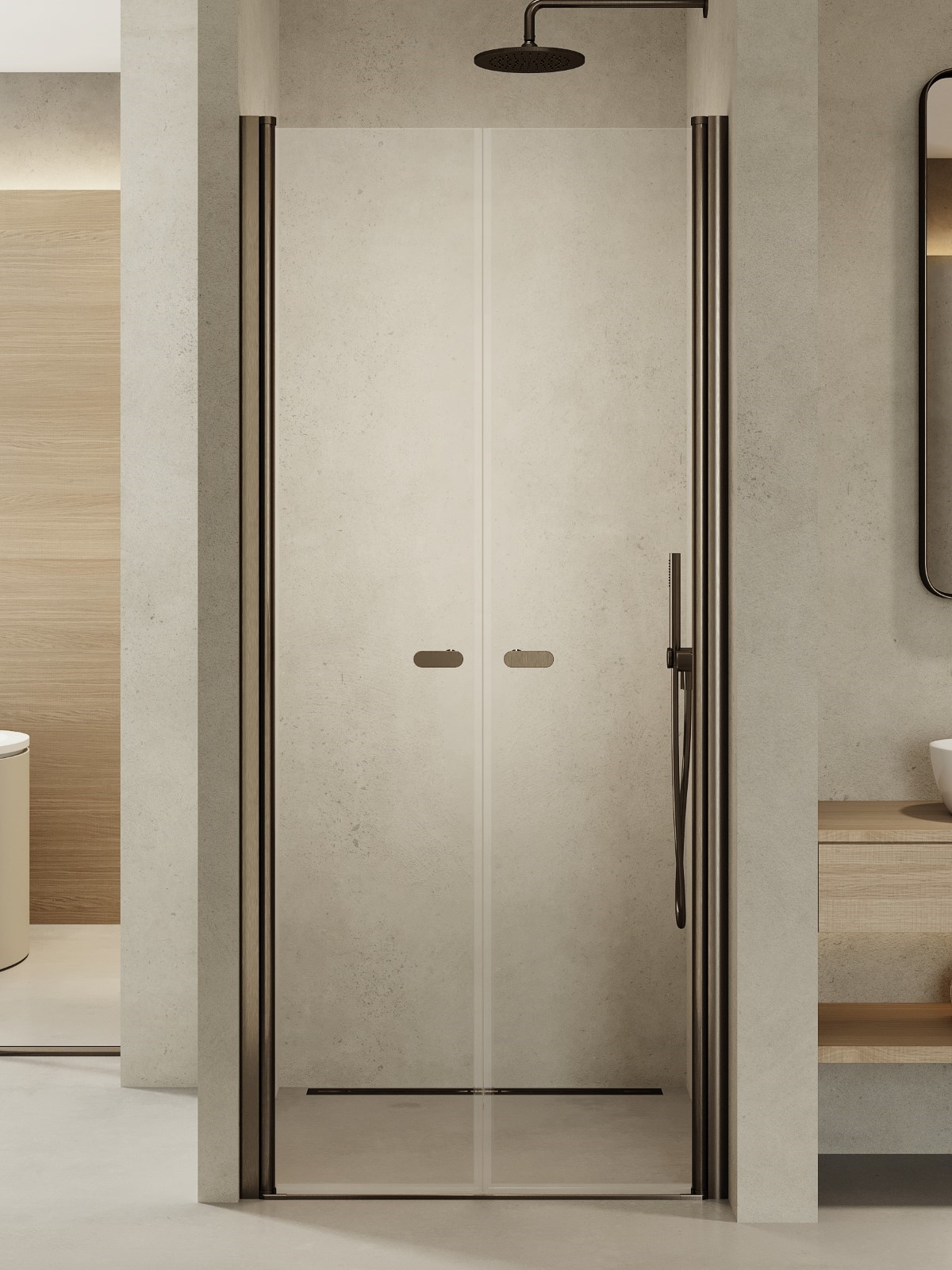 New Trendy New Soleo Gunmetal Brushed zuhanyajtók 100 cm dönthető grafit csiszolt/átlátszó üveg D-0535A