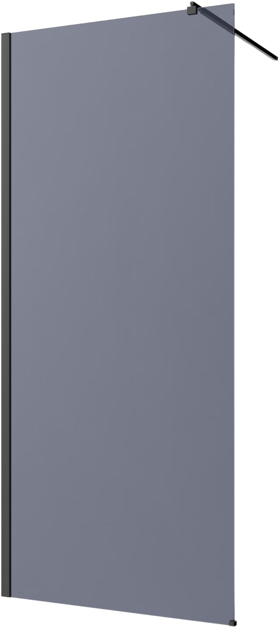 Invena zuhanykabin fal walk-in 90 cm fekete félfényes/grafit üveg AK-32-193