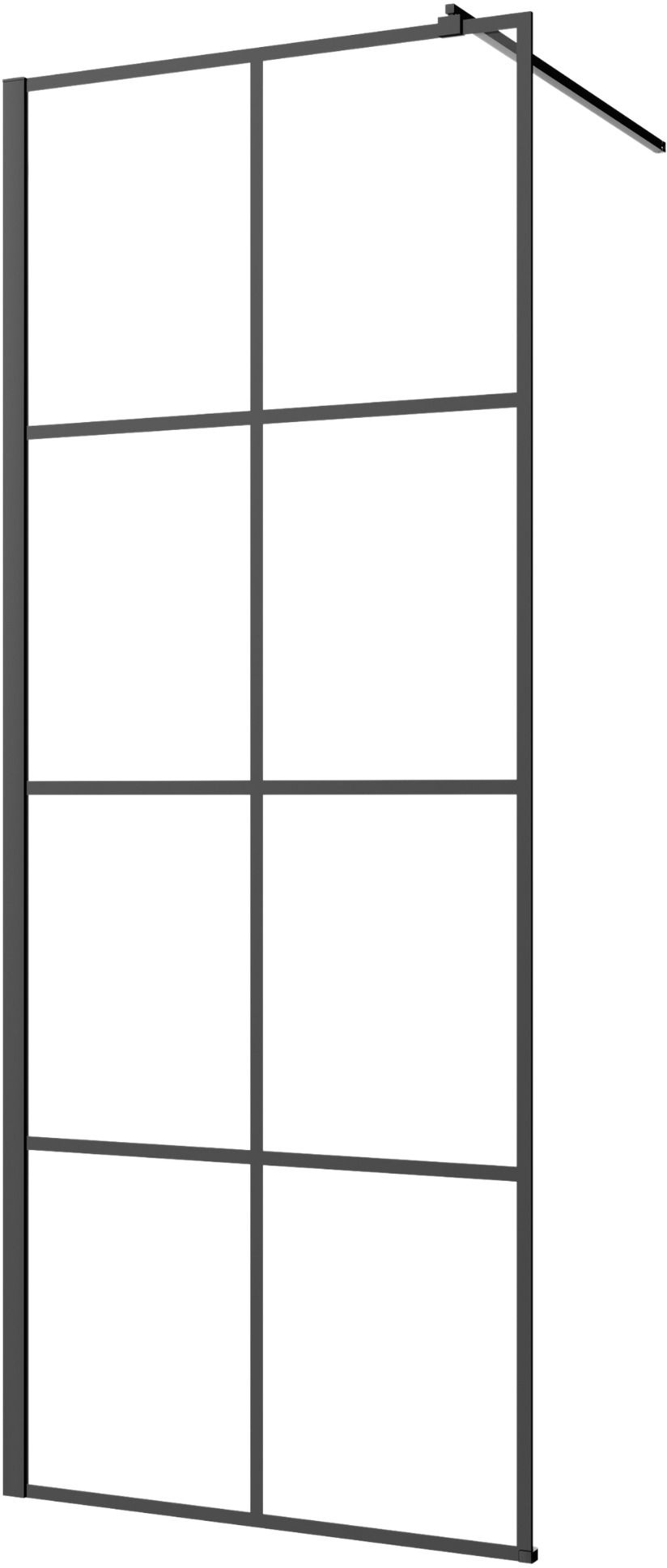 Invena zuhanykabin fal walk-in 80 cm fekete félfényes/átlátszó üveg AK-32-187