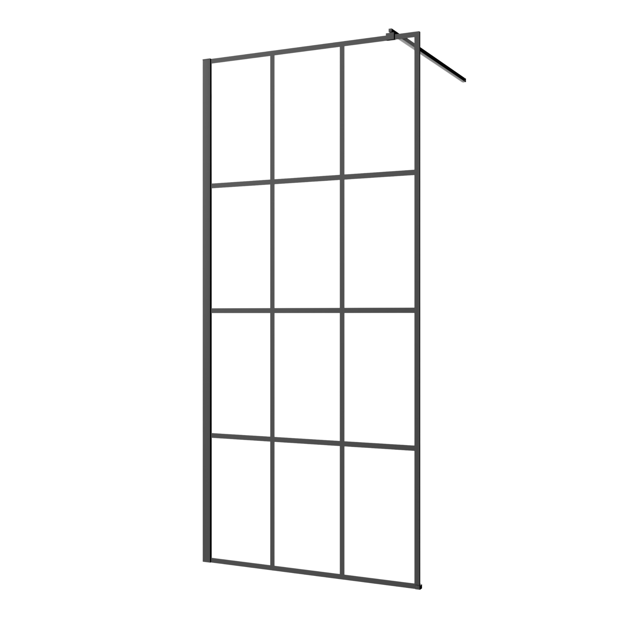 Invena zuhanykabin fal walk-in 120 cm fekete félfényes/átlátszó üveg AK-32-127
