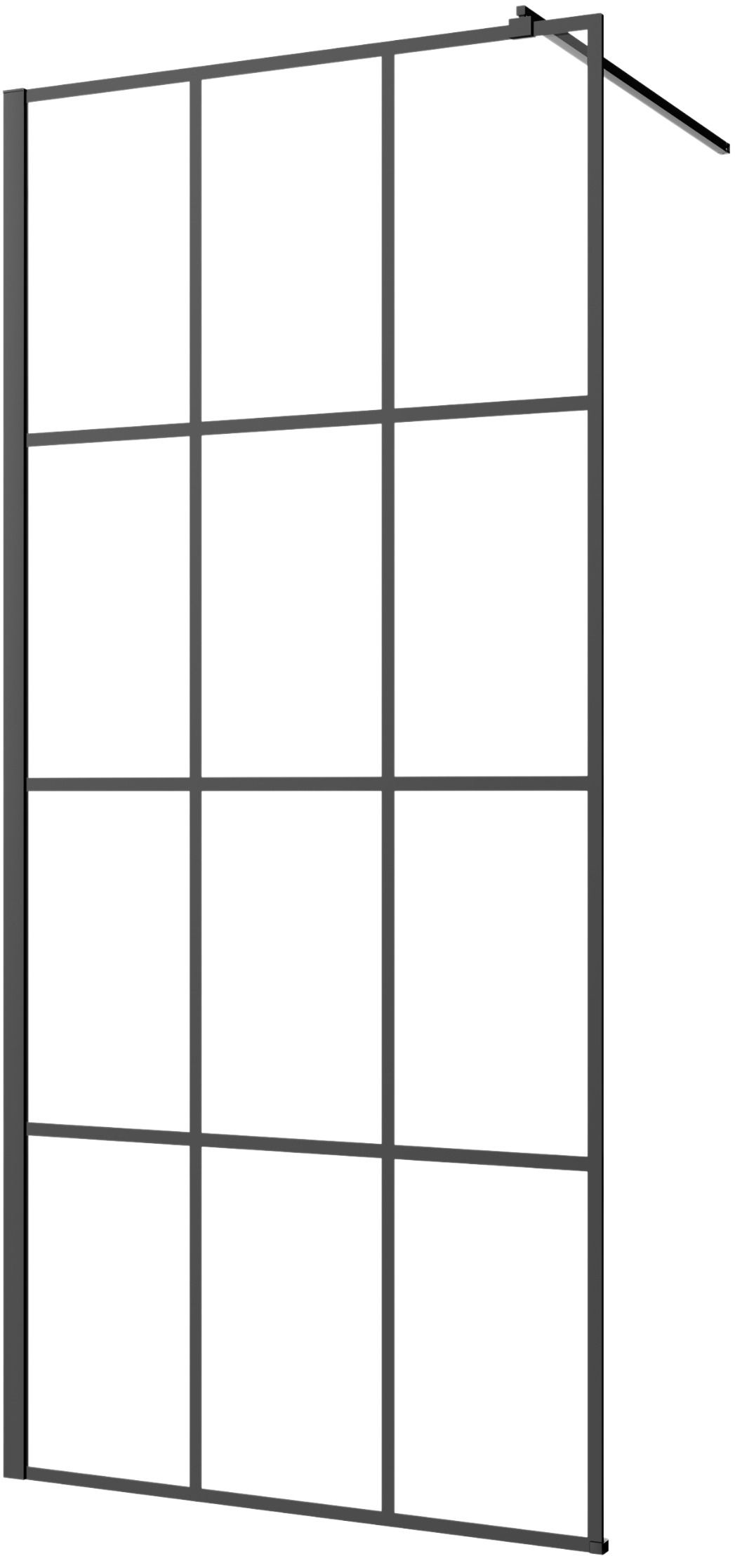 Invena zuhanykabin fal walk-in 110 cm fekete félfényes/átlátszó üveg AK-32-117